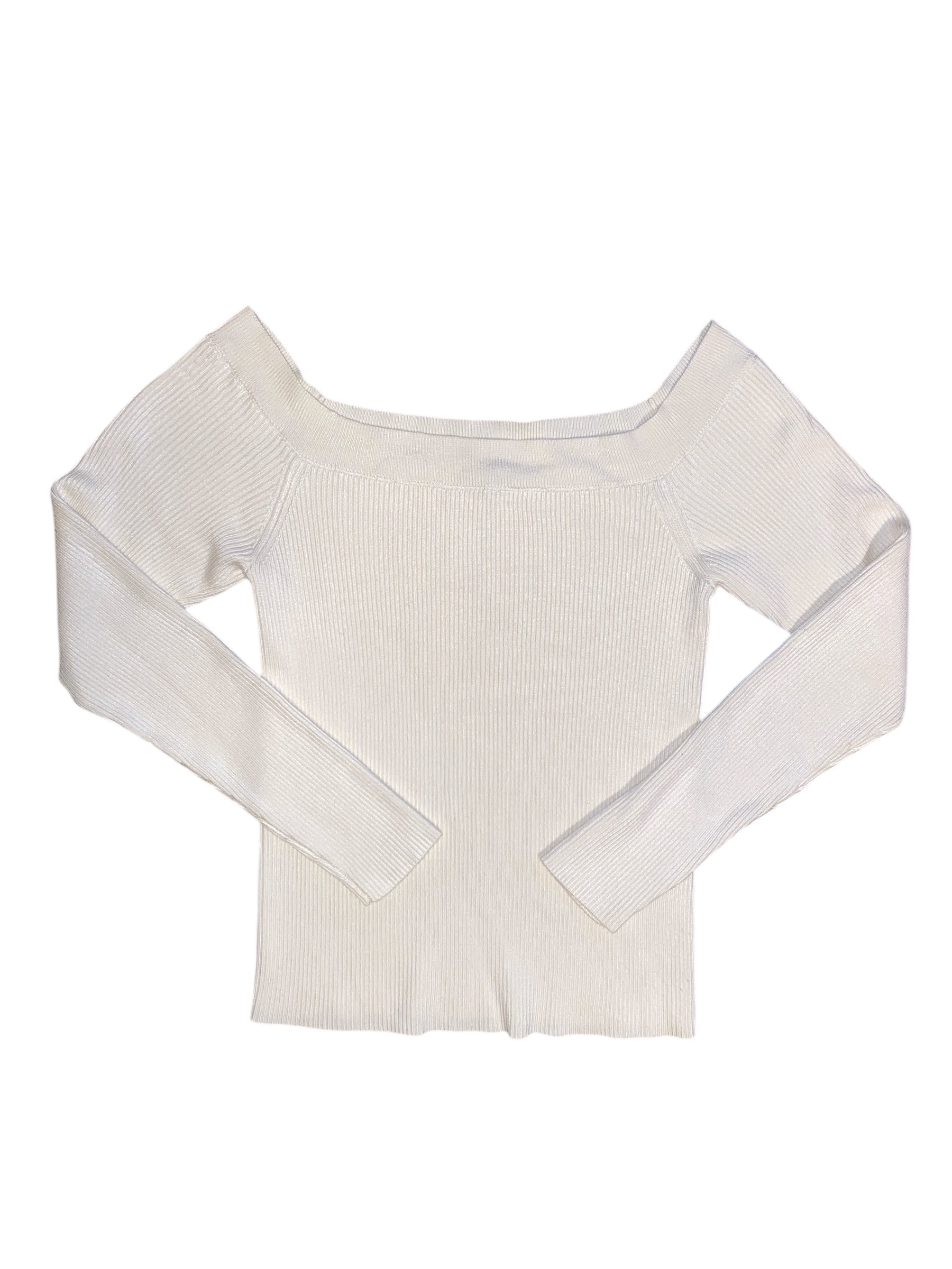 cream abercrombie boatneck ribbed ls top, xl