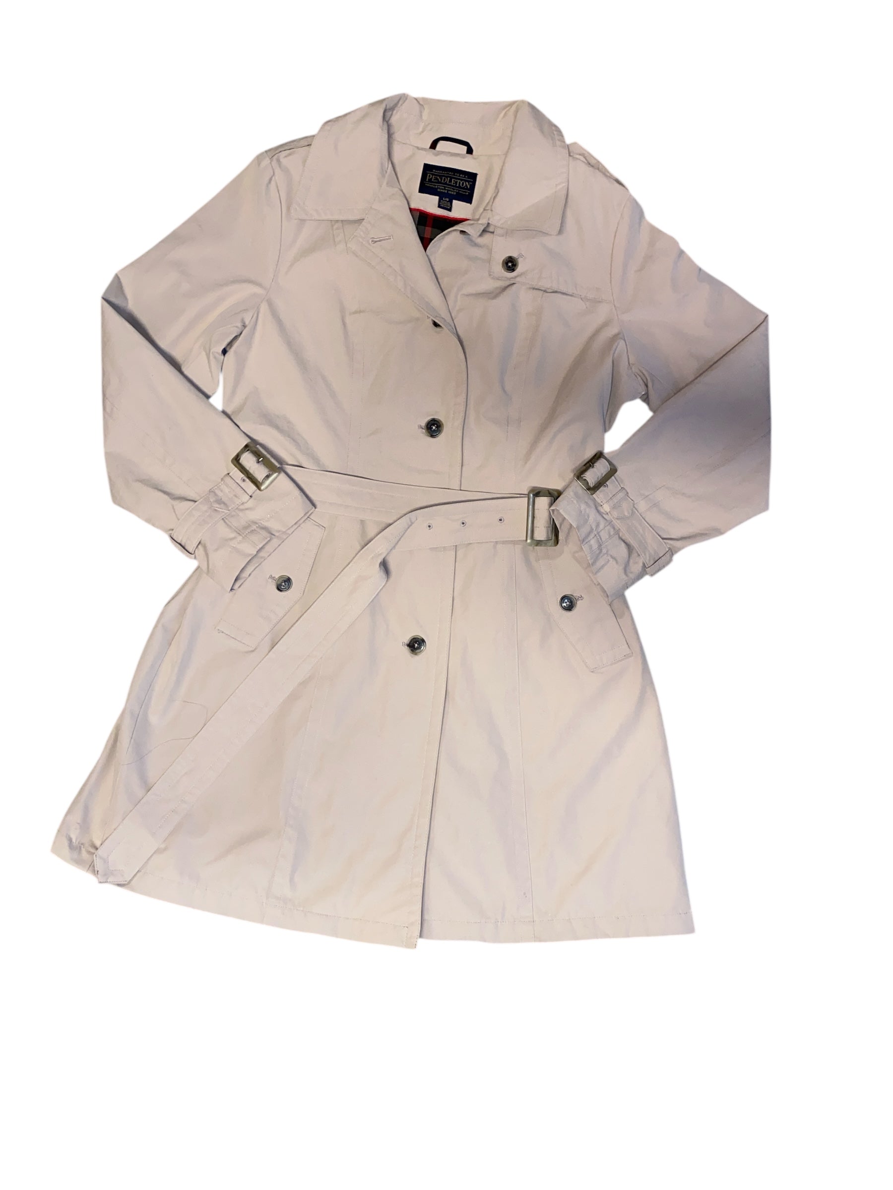 khaki pendleton trenchcoat, l
