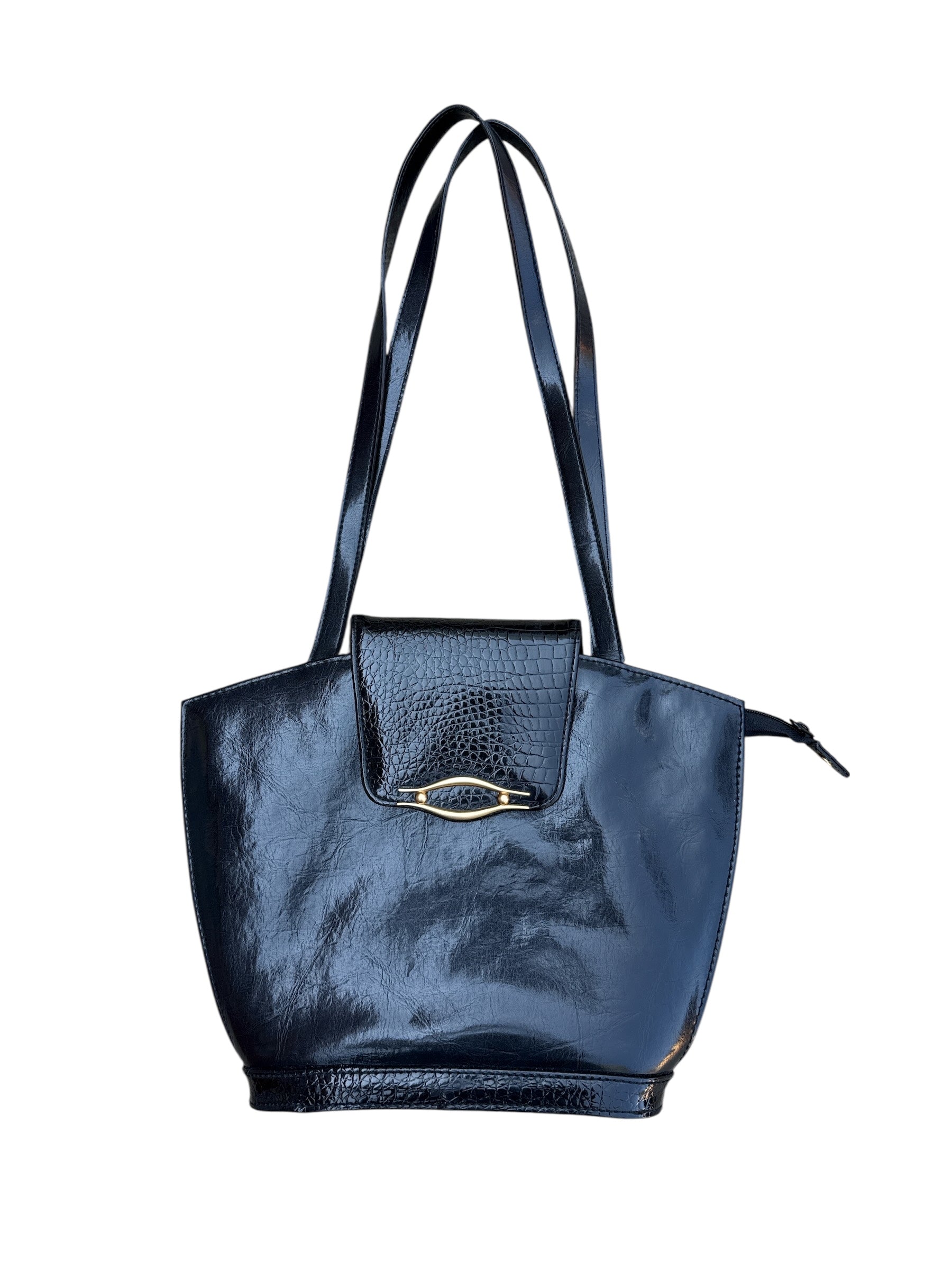 black  structured shoulder bag