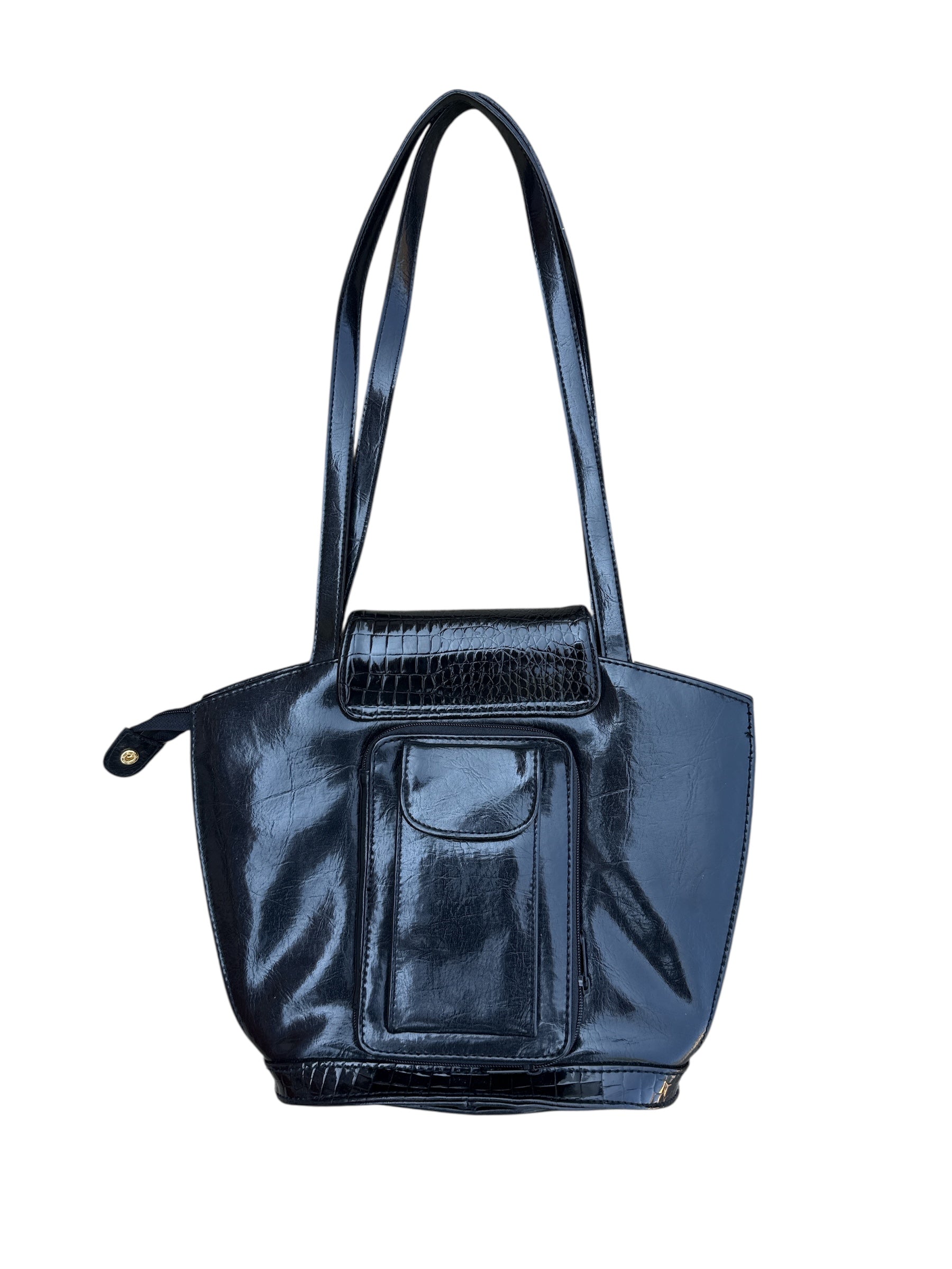 black  structured shoulder bag