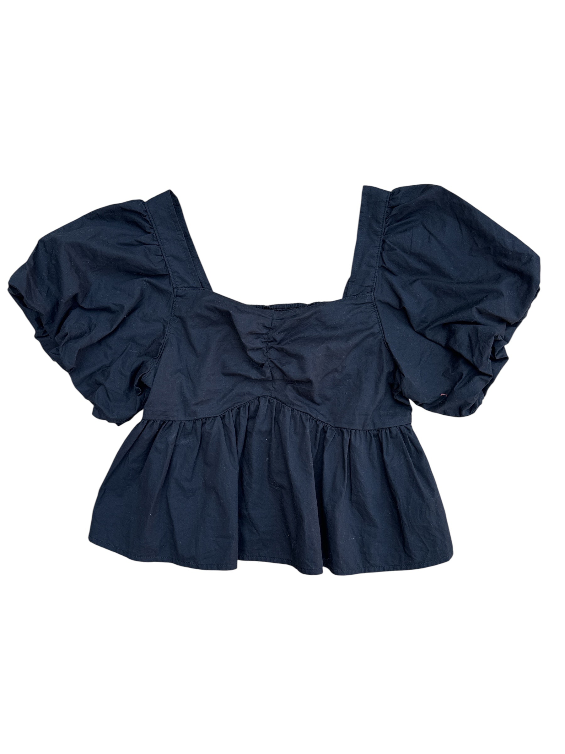 black old navy puff sleeve babydoll top, s