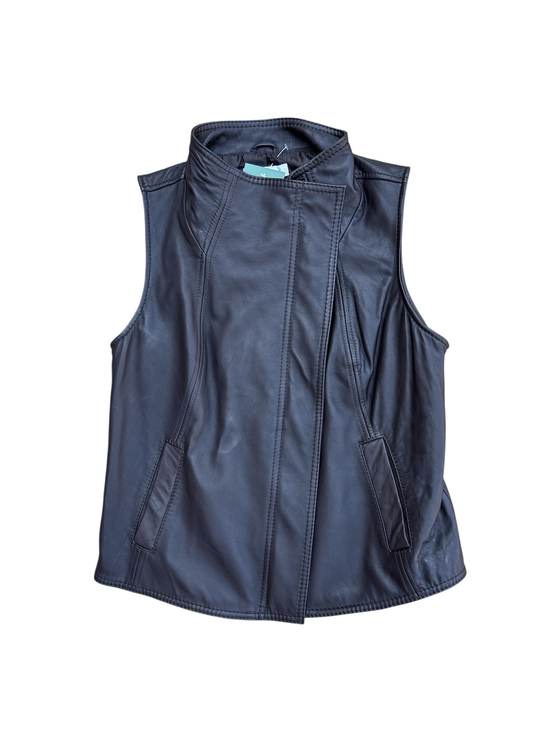 brown Liz Claiborne faux leather zip up vest, M