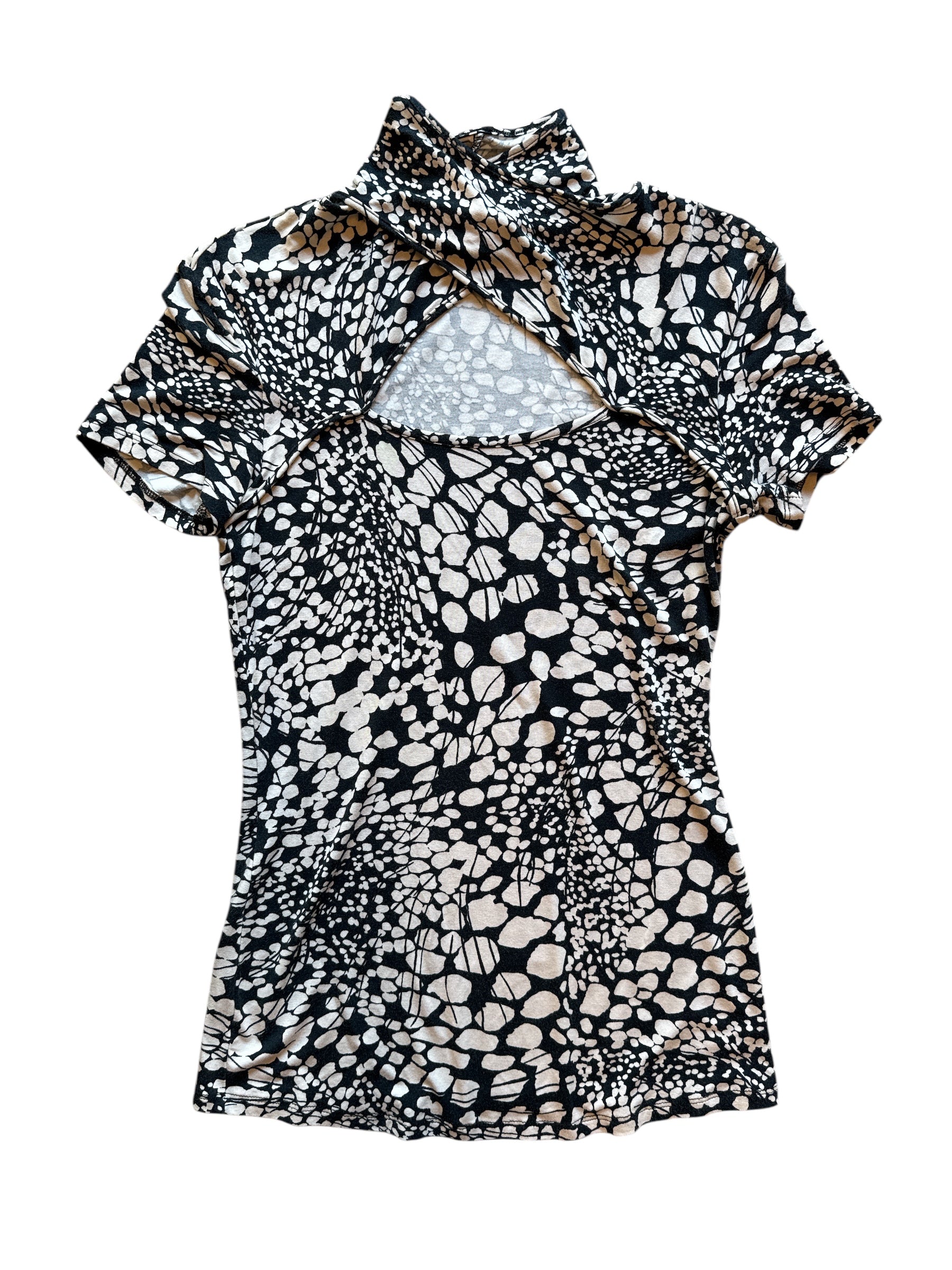 black white inc ss cut out patterned top, s