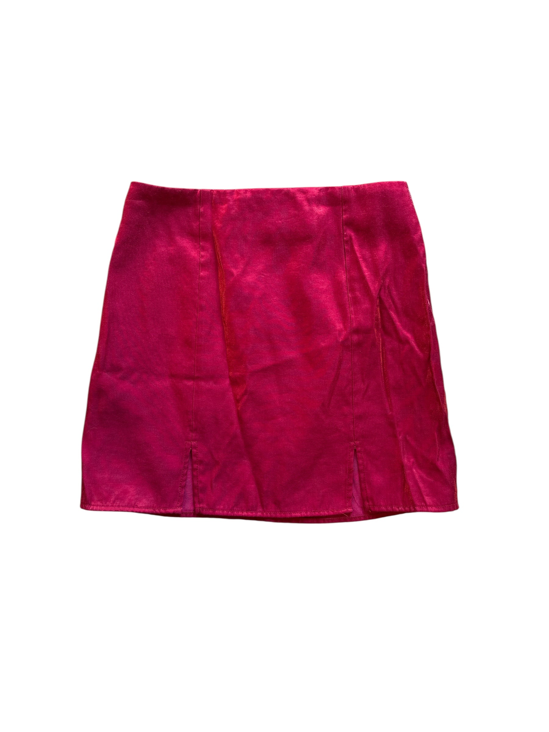 red forever 21 metallic mini skirt, m