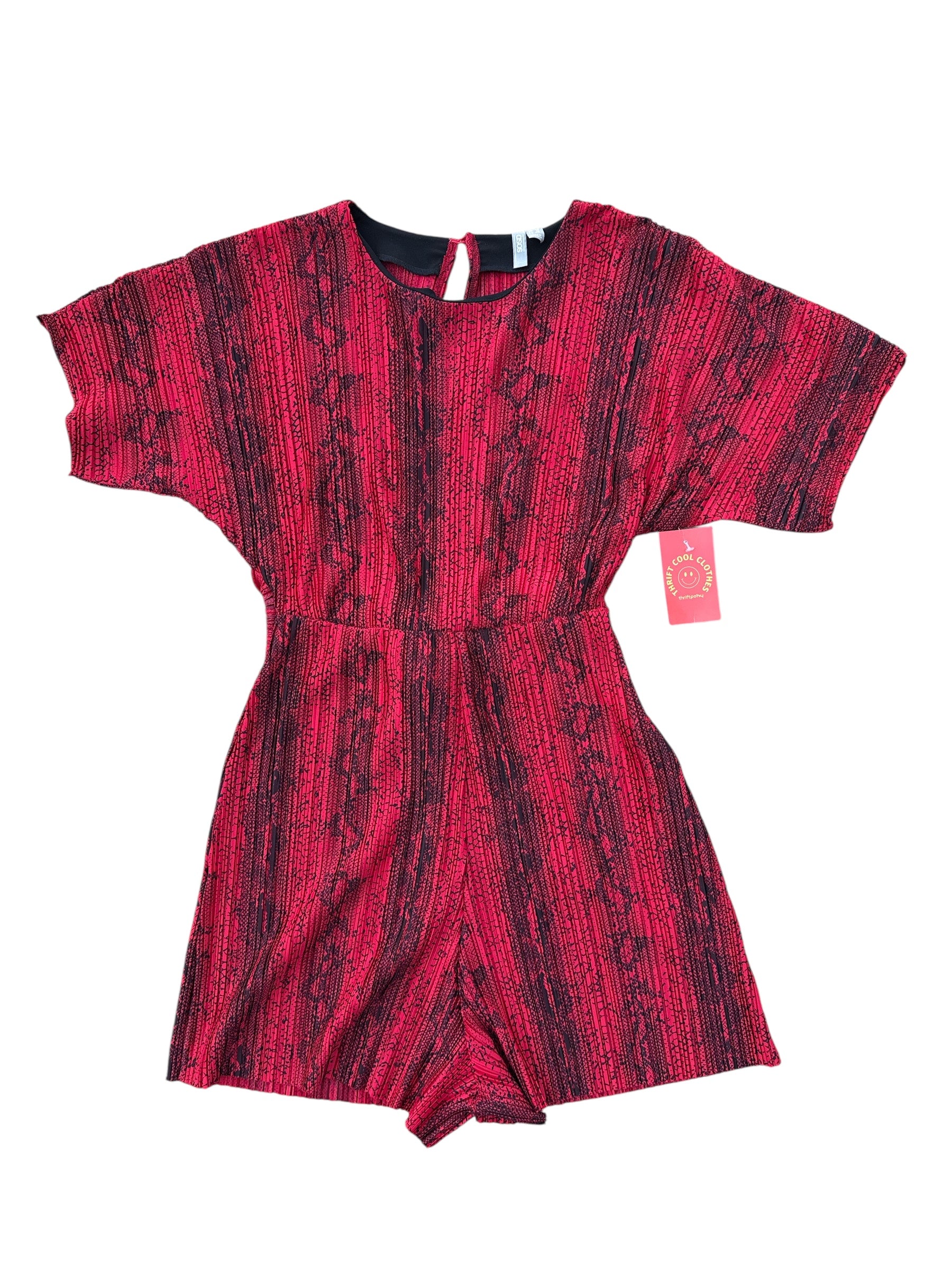 red black asos animal print open back dress, 8