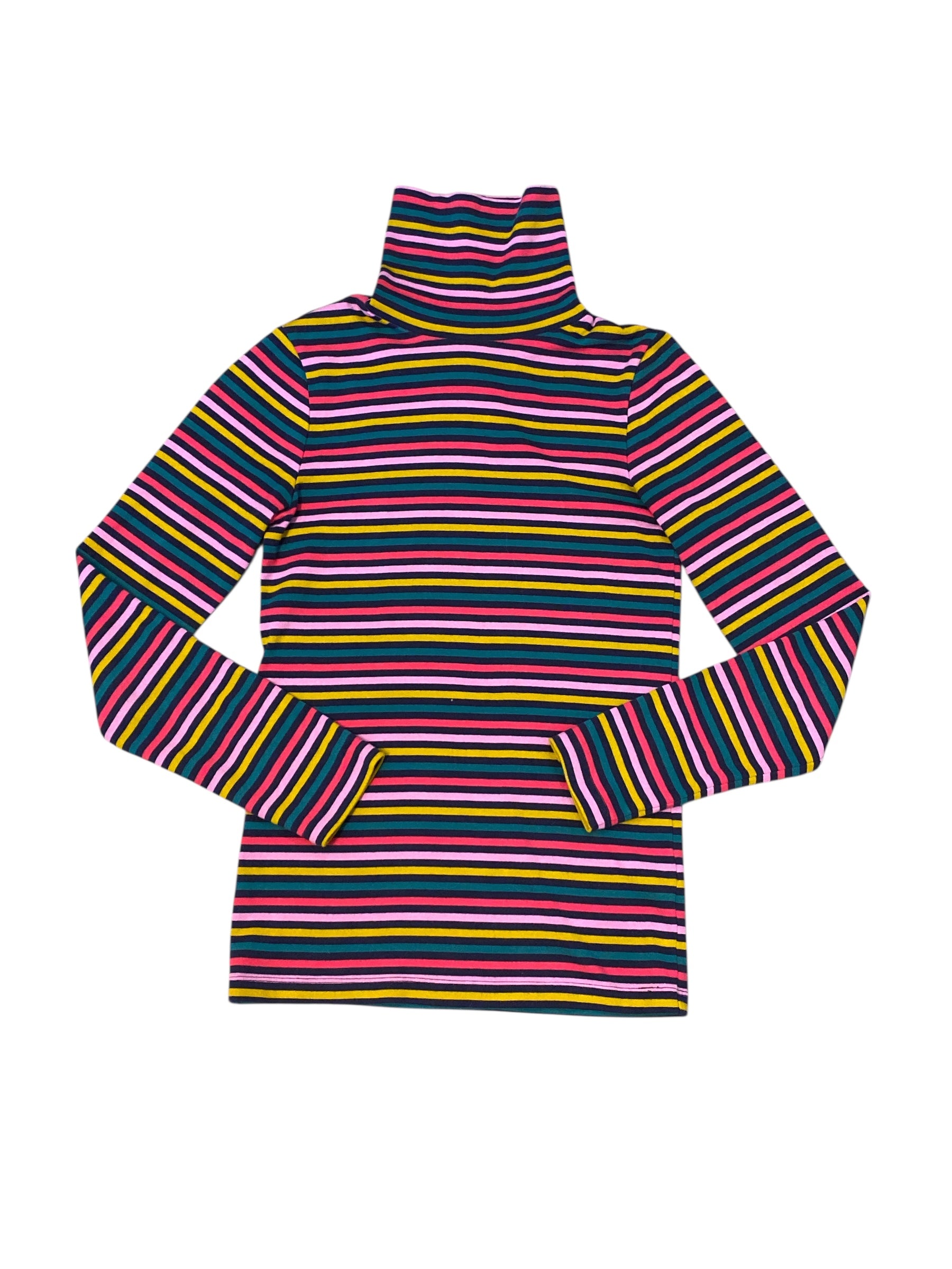 black j crew rainbow striped turtleneck, s