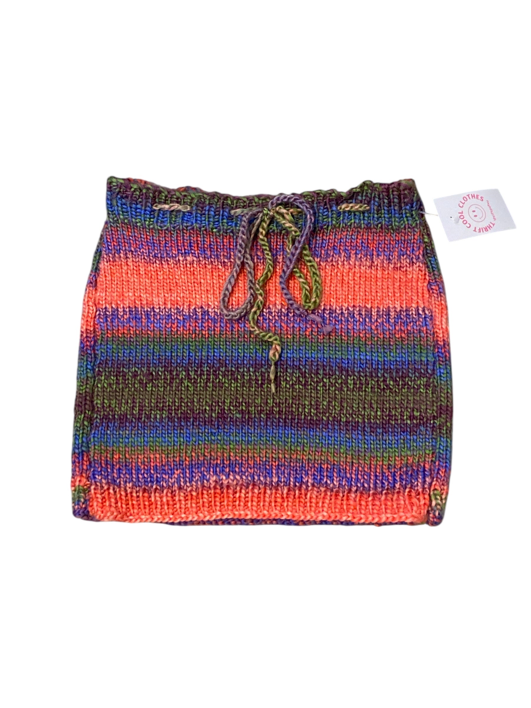 pink purple  striped knit mini skirt