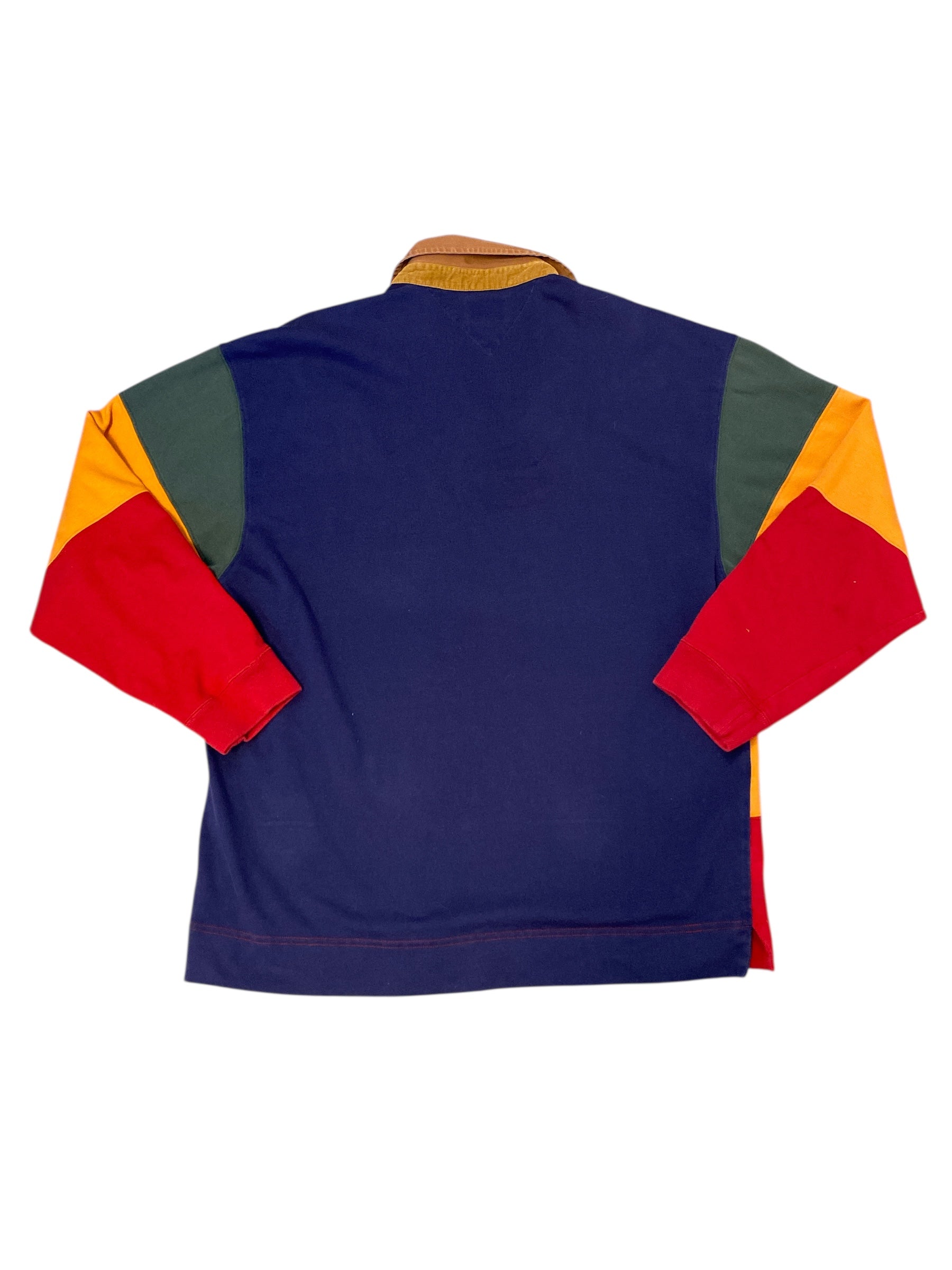Navy green red yellow Tommy hilfiger Color block rugby polo, L
