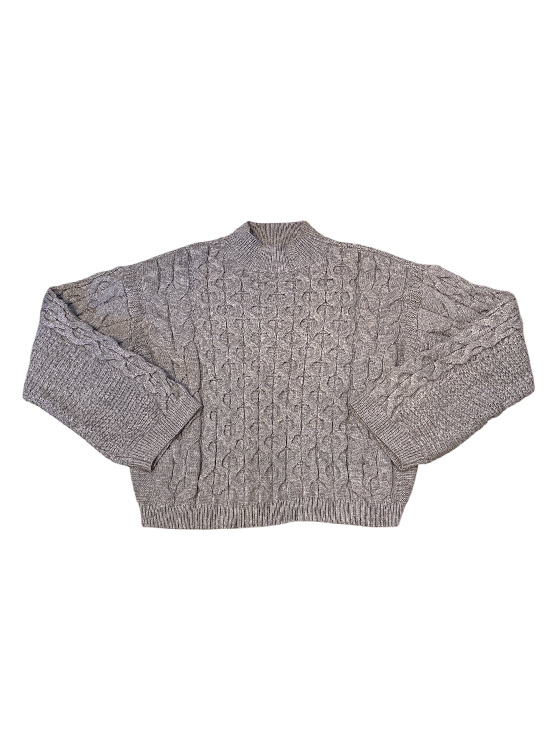 grey anthropologie cable sweater, m