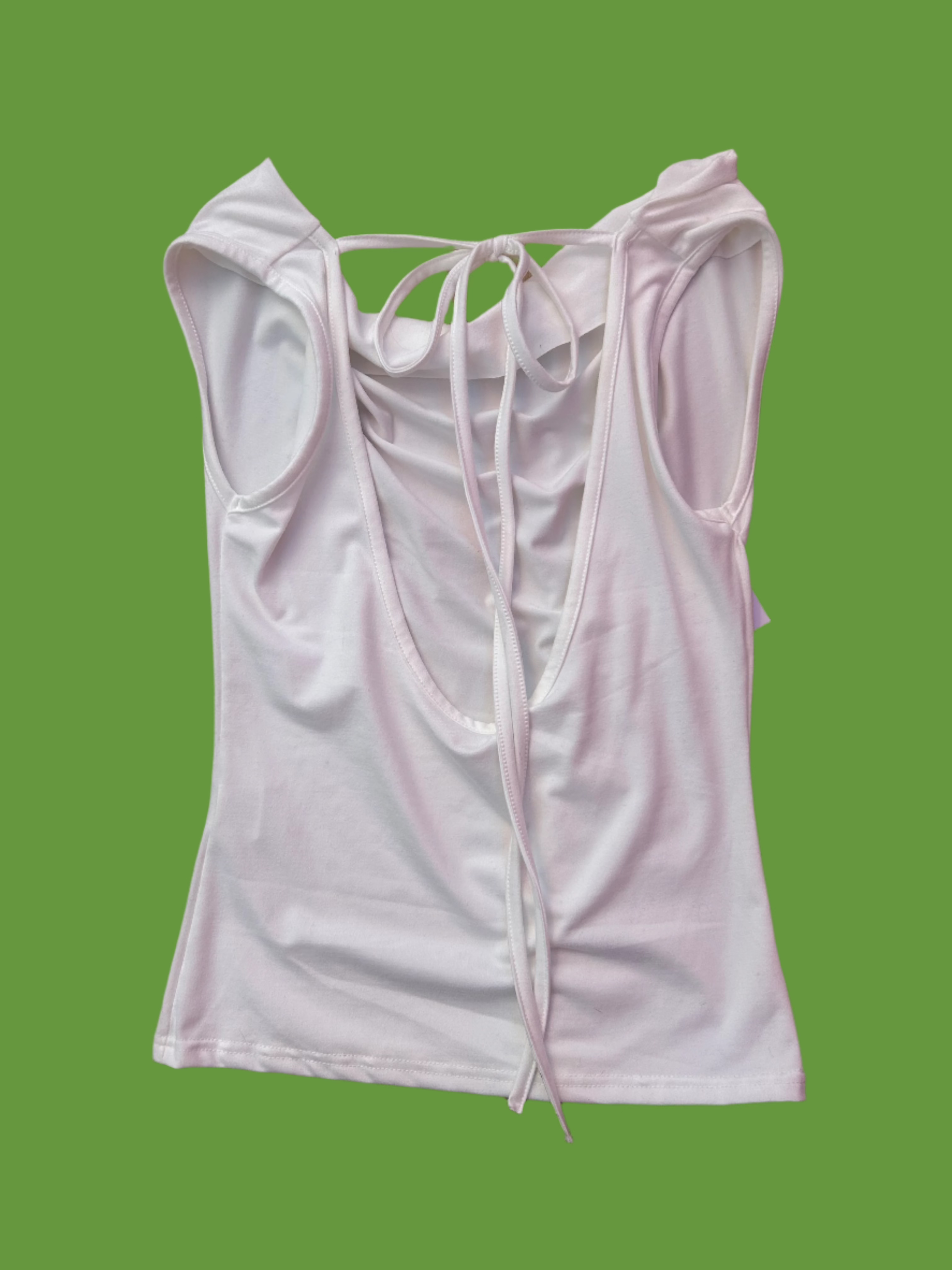 white  low back top, s
