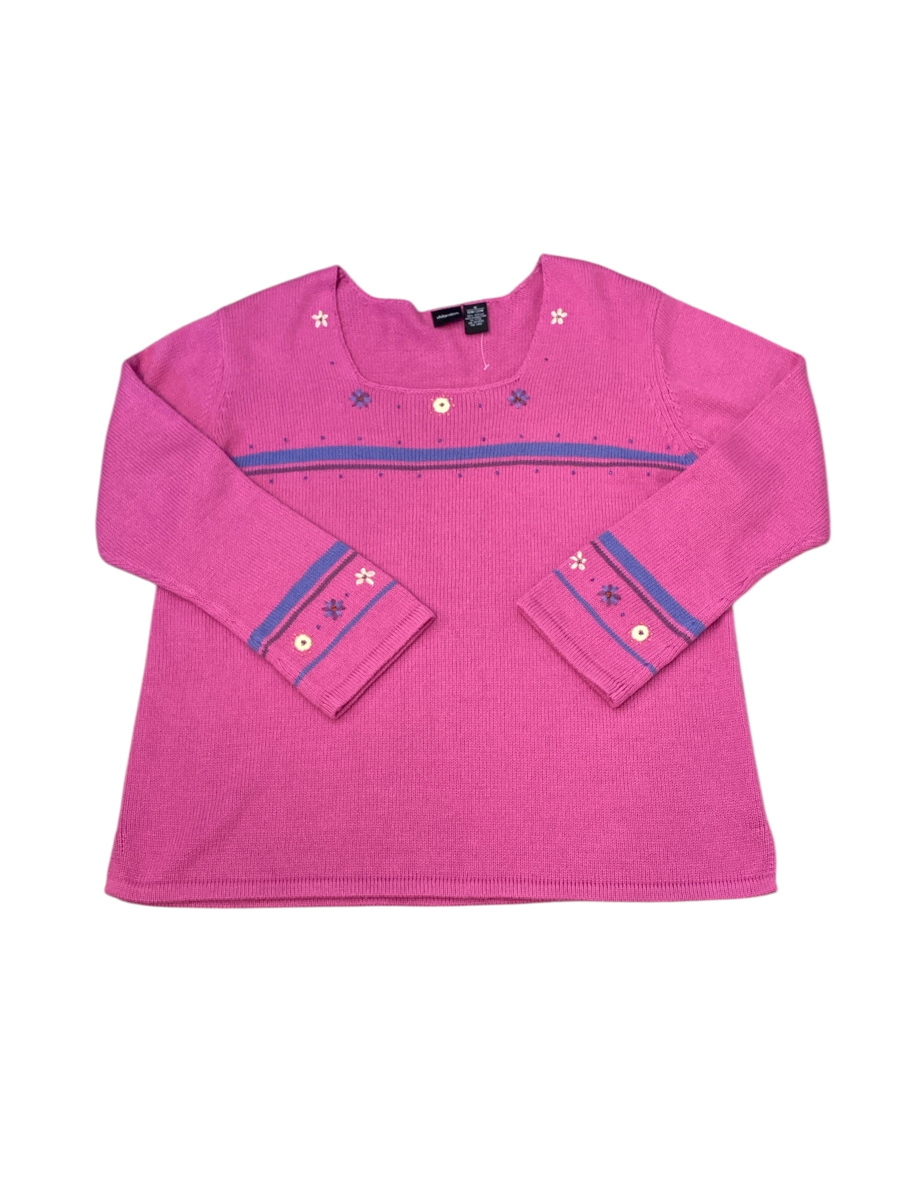 pink Xhilaration acrylic floral vtg sweater, 1X