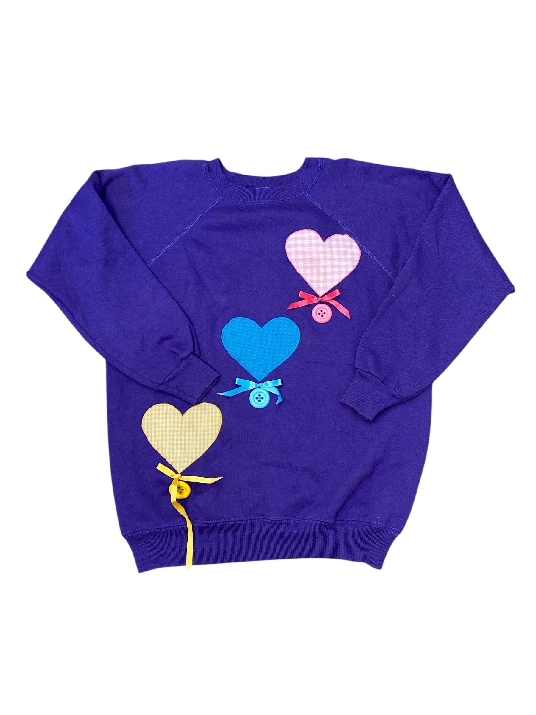purple hanes her way vtg heart sweatshirt, L