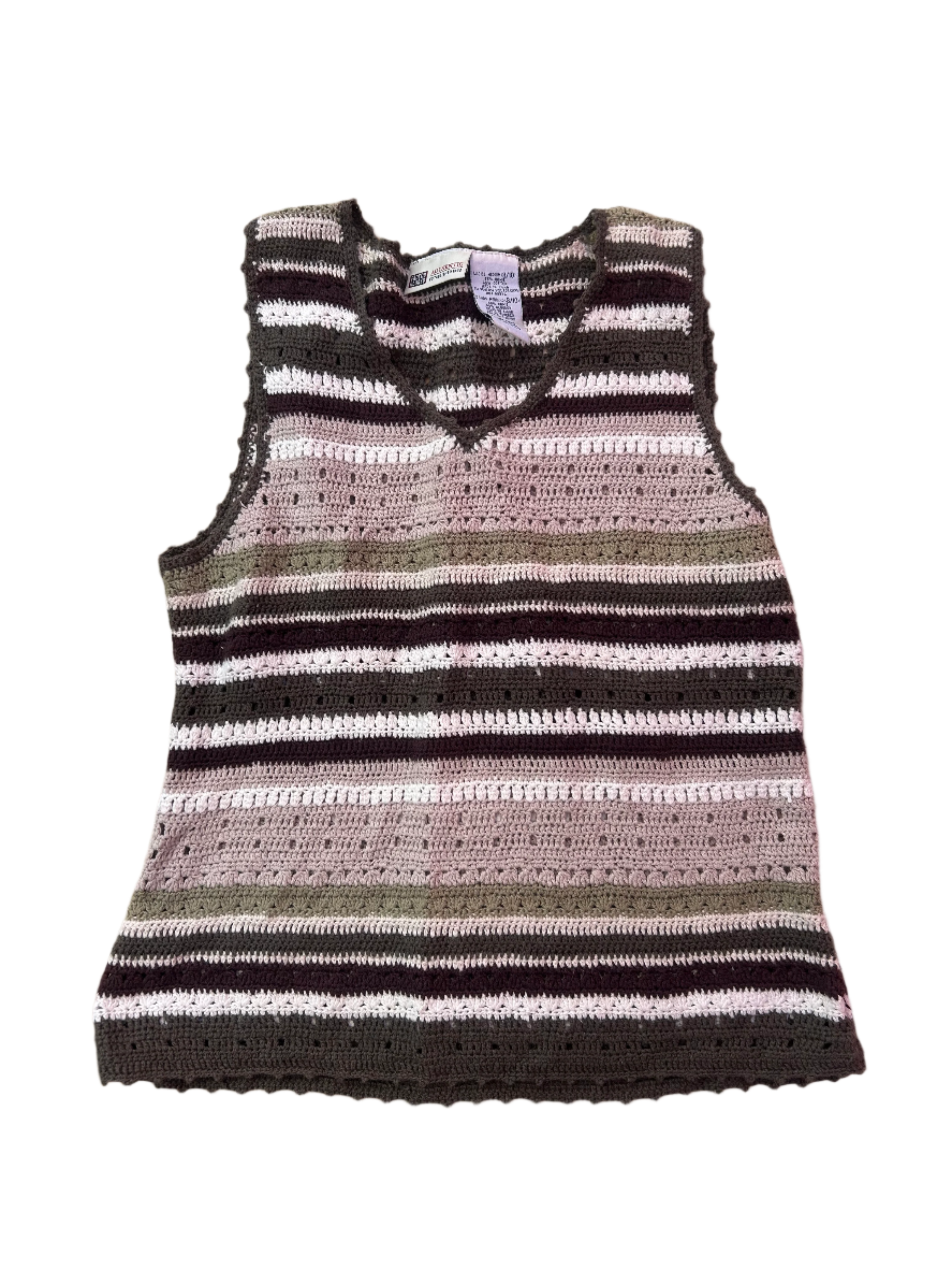 Green brown Faded glory Knit striped vest, 8/10