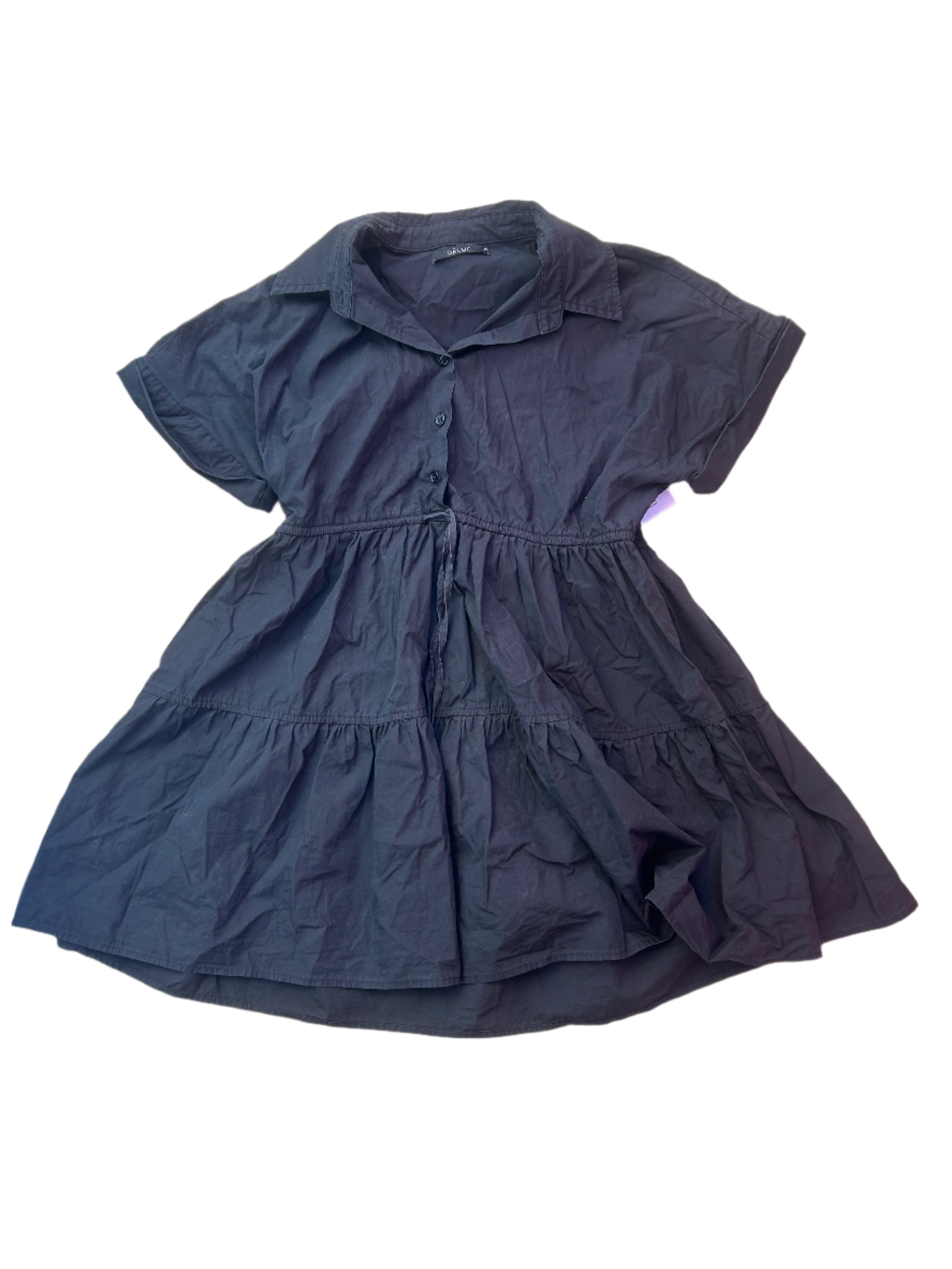 black deluc collar smock dress, s