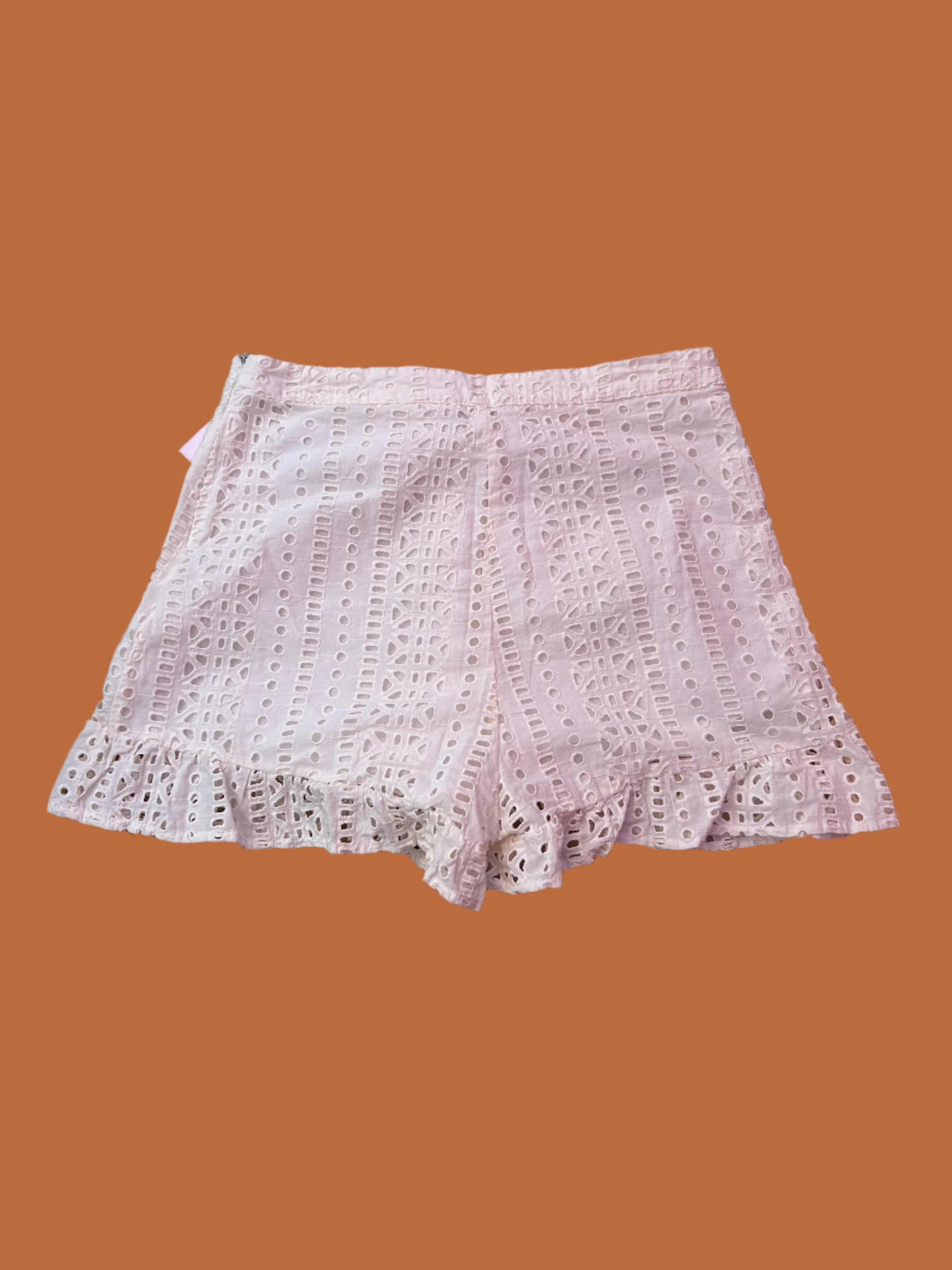 Cream Society amuse Eyelet ruffle trim  shorts, 29