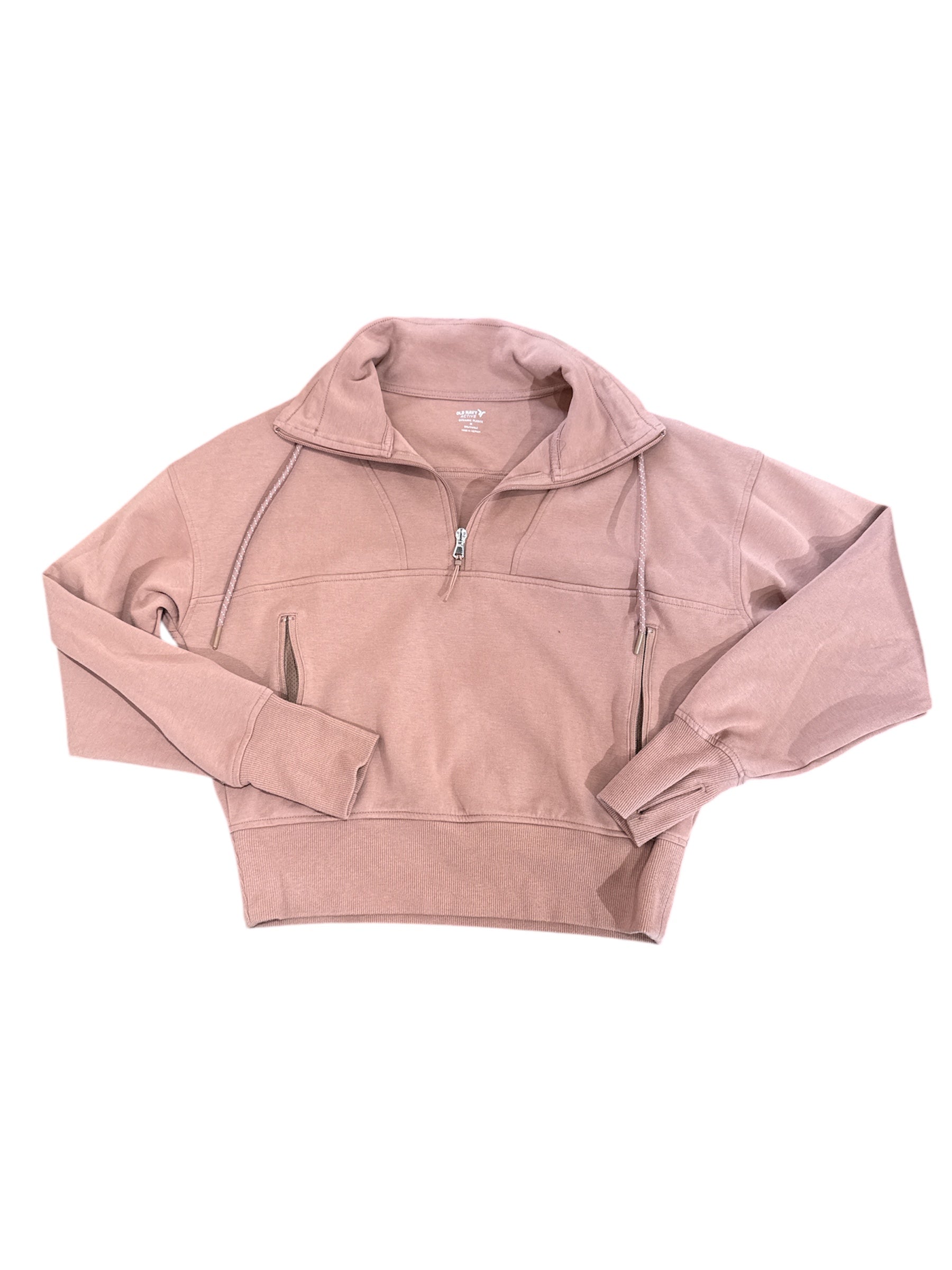 tan old navy athletic sweat zip up, m