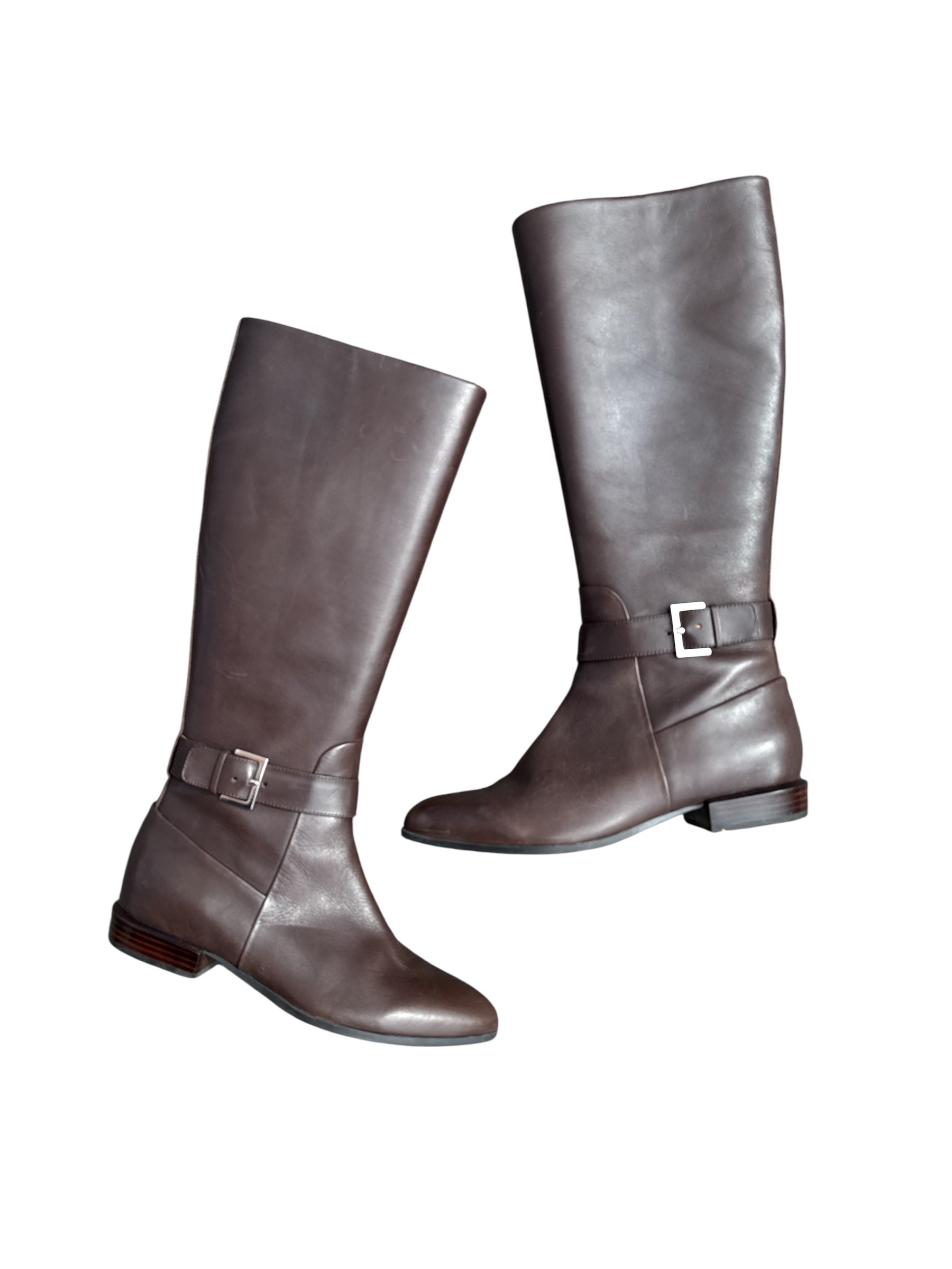 brown nine west long boots with buckle, 8 women’s