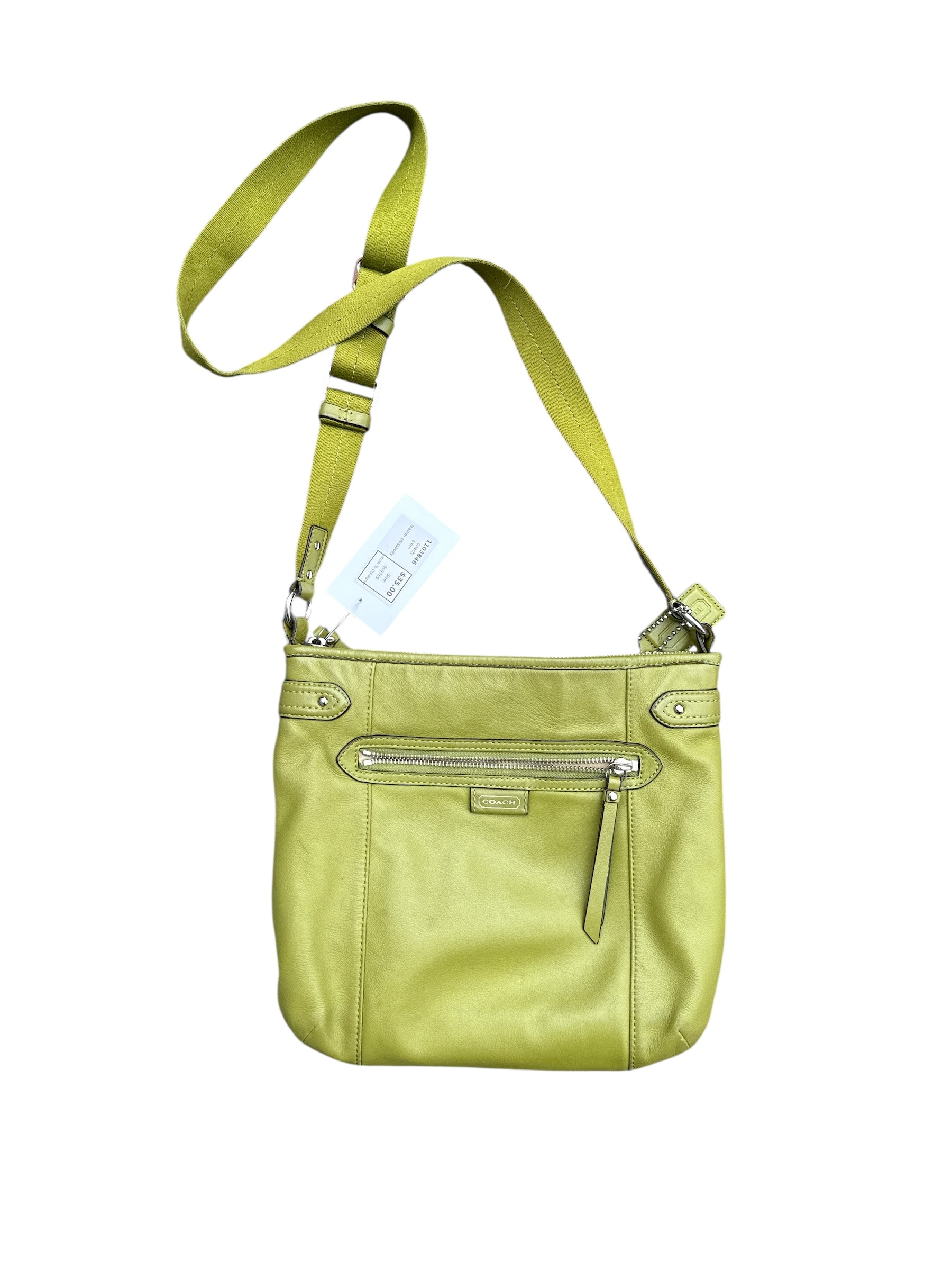 green coach leather crossbody