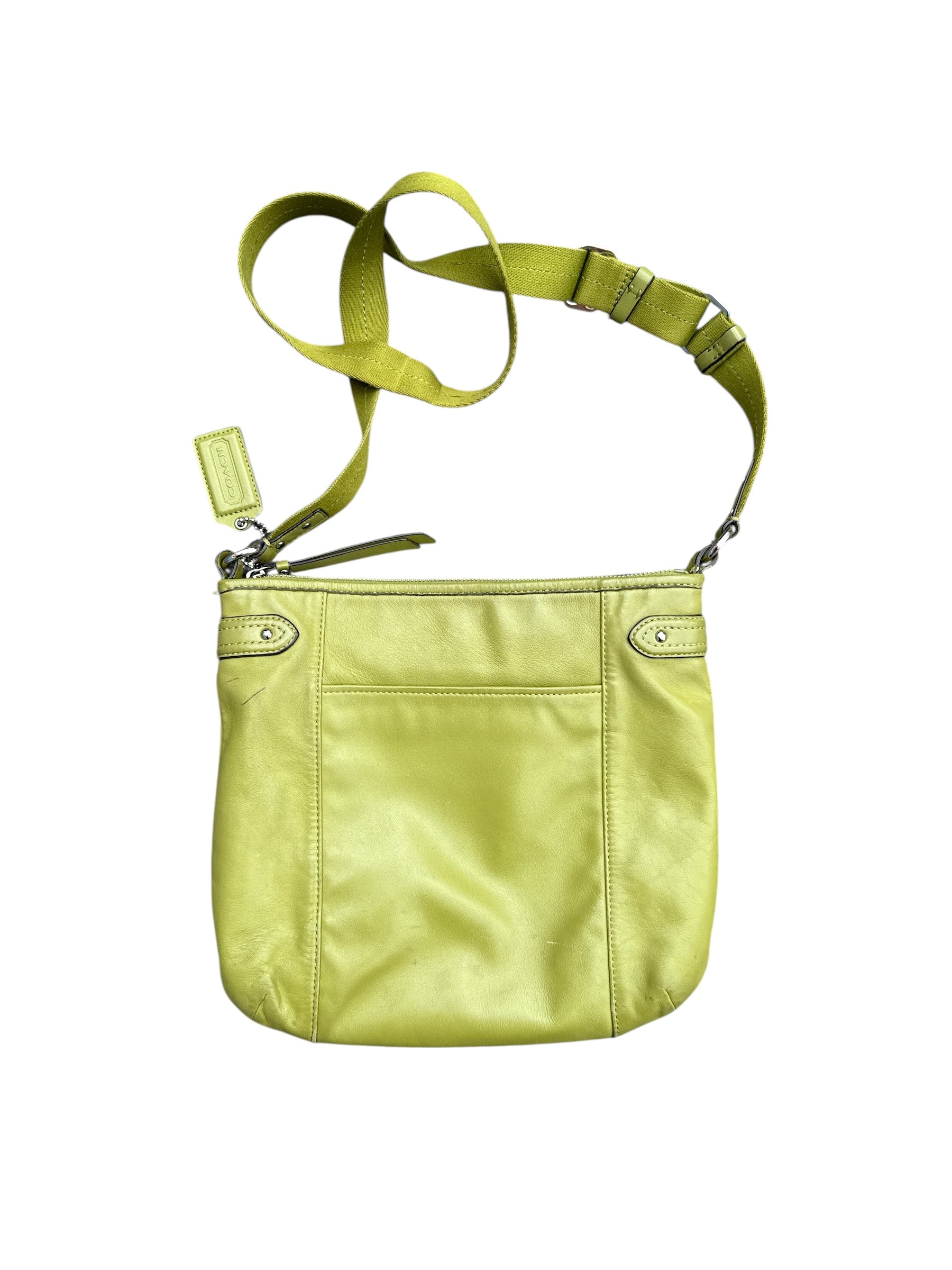 green coach leather crossbody