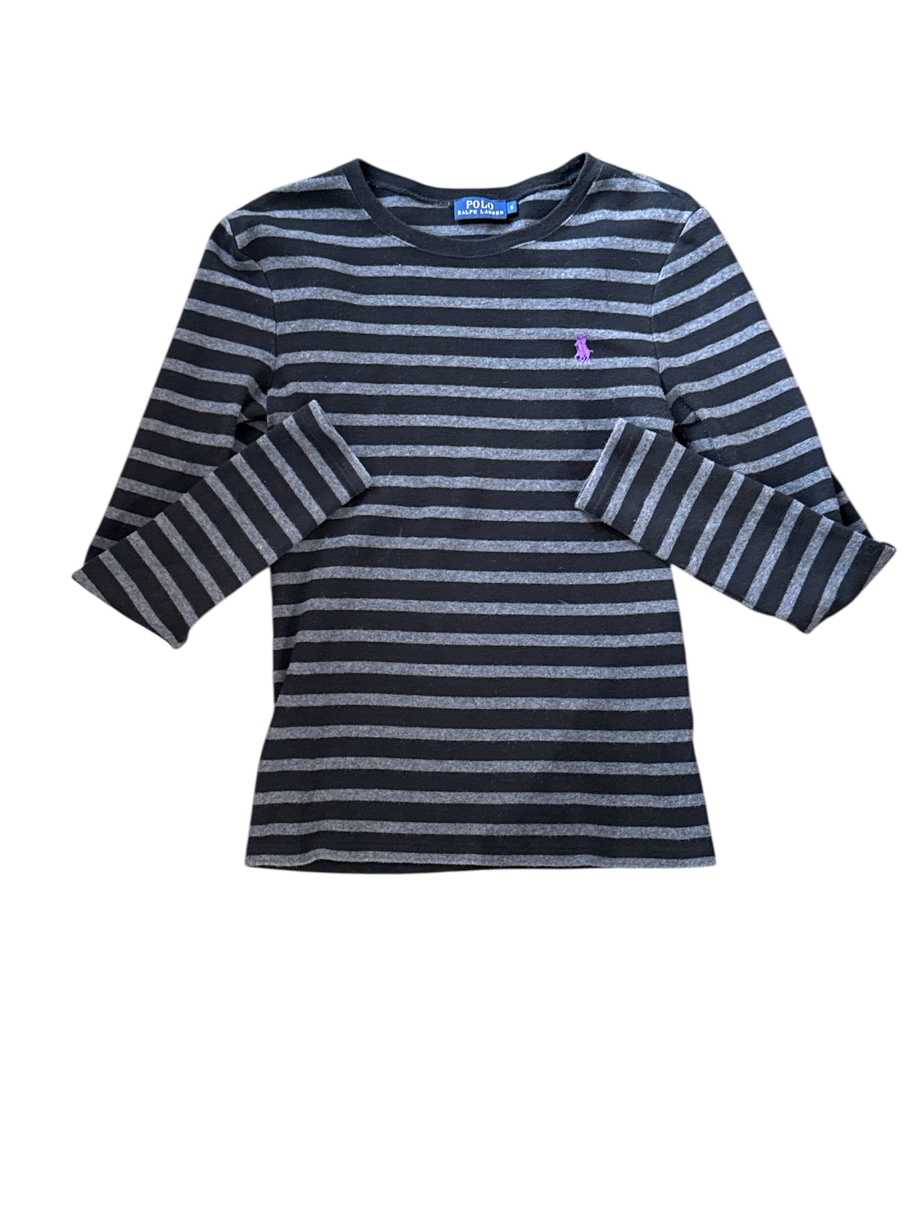 black ralph lauren ls striped top, s