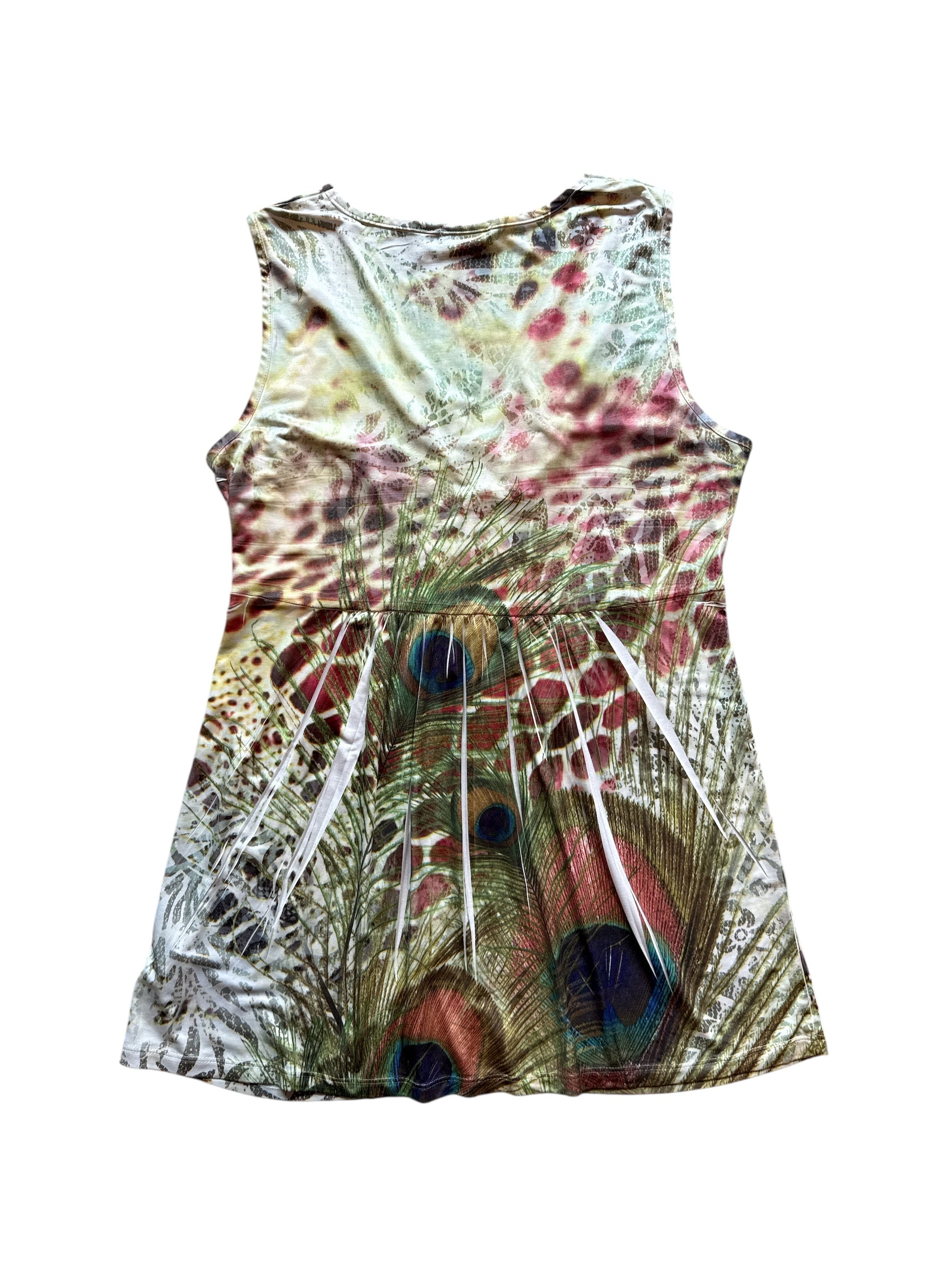 green yellow brown apt. 9 vneck whimsy patterned tank top, m