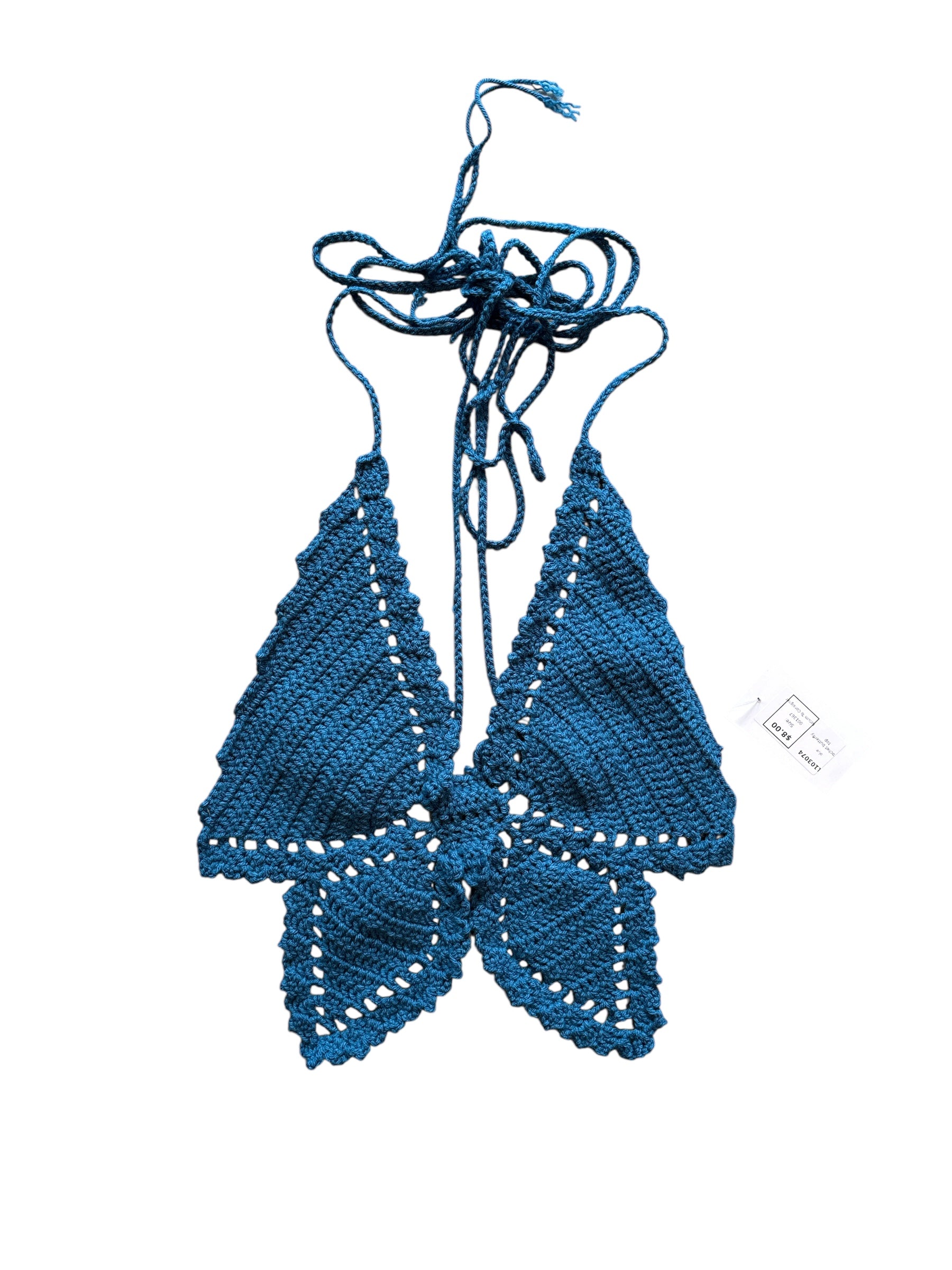 blue  crochet butterfly top, L