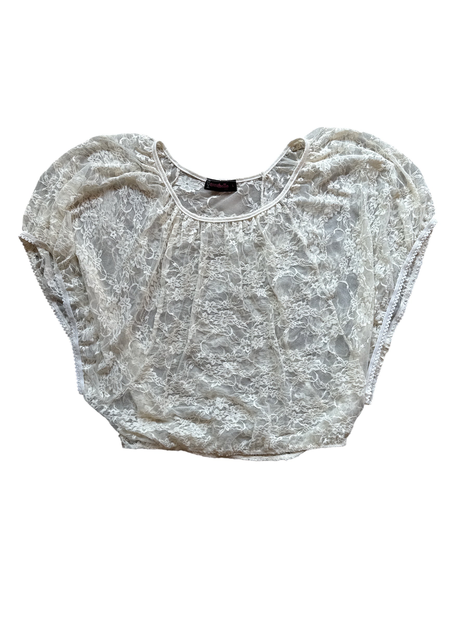 White Annabelle Lace blouse, L