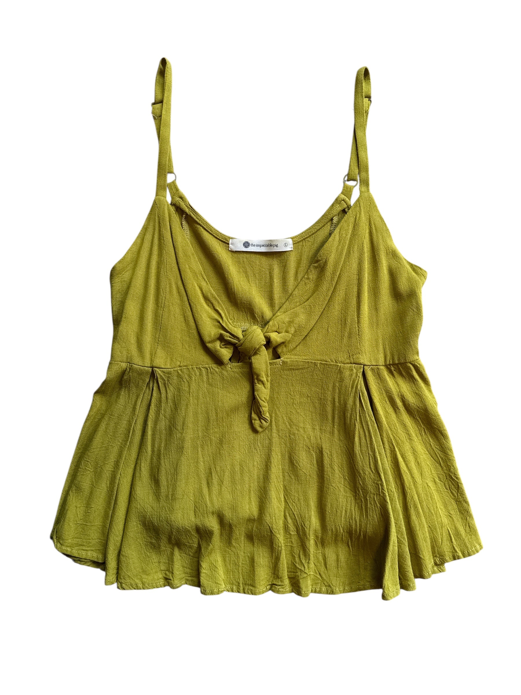 green impeccable pig tank w cutout, L