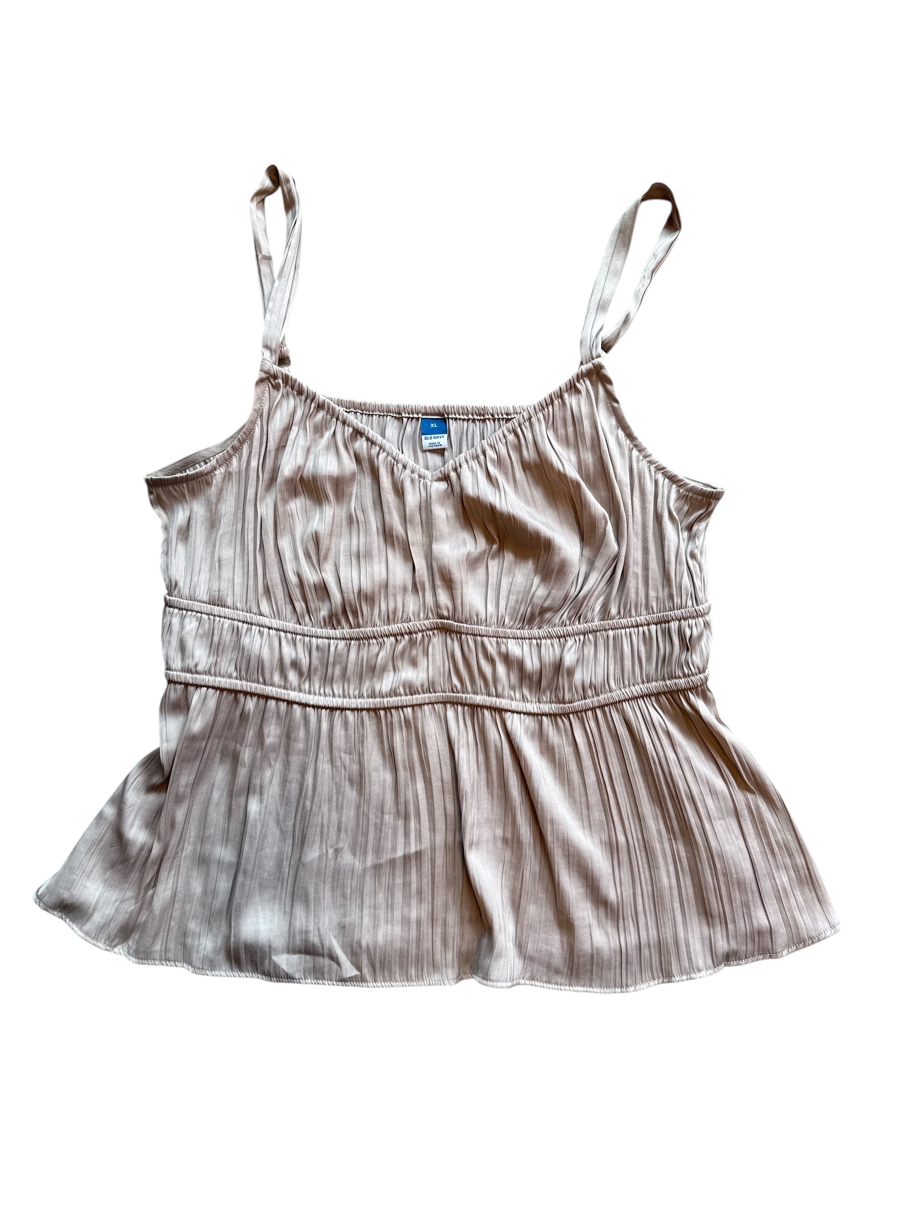 champagne old navy flowy pleat tank, xl