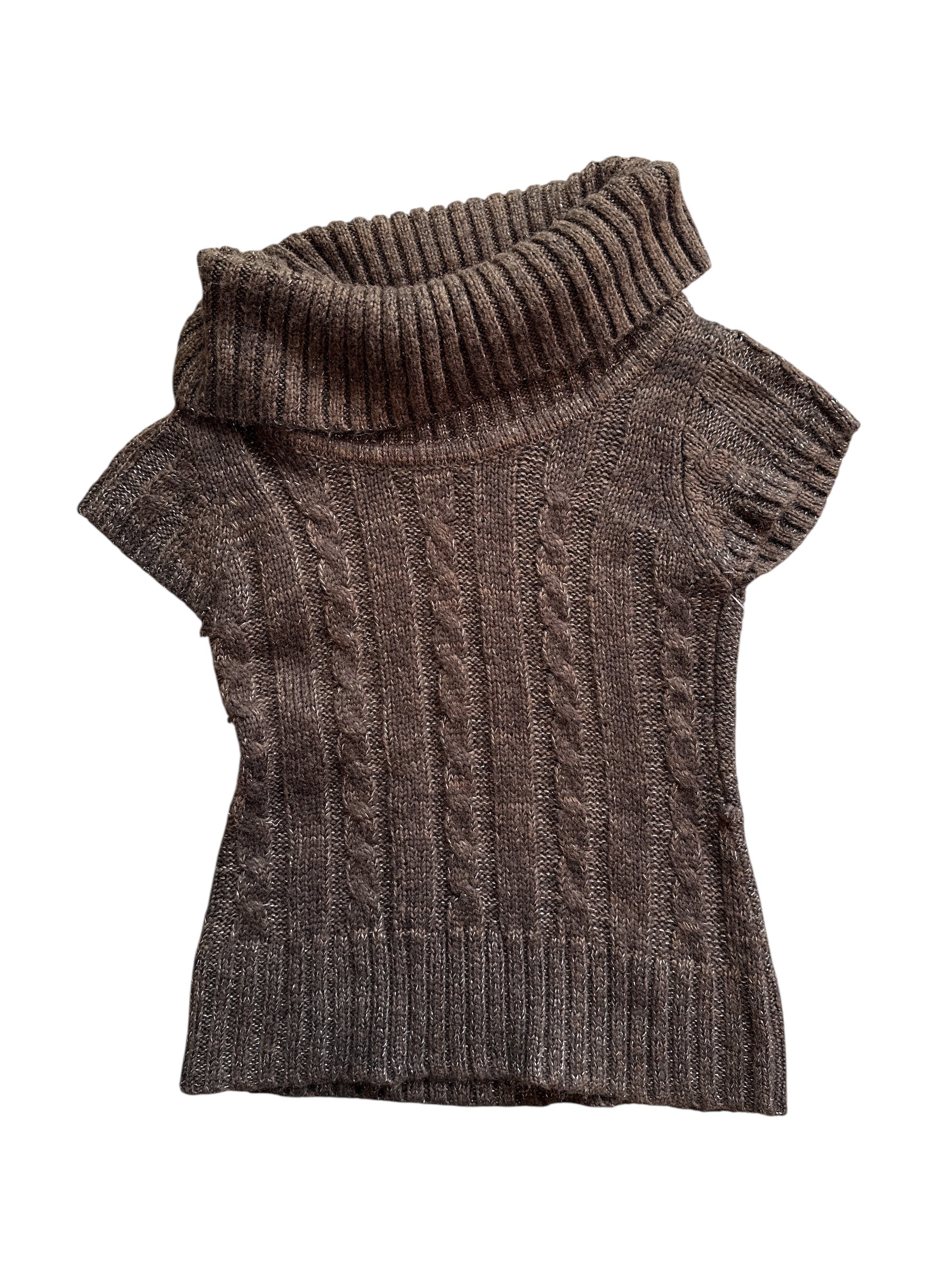 brown dots sparkle turtleneck ss sweater, m
