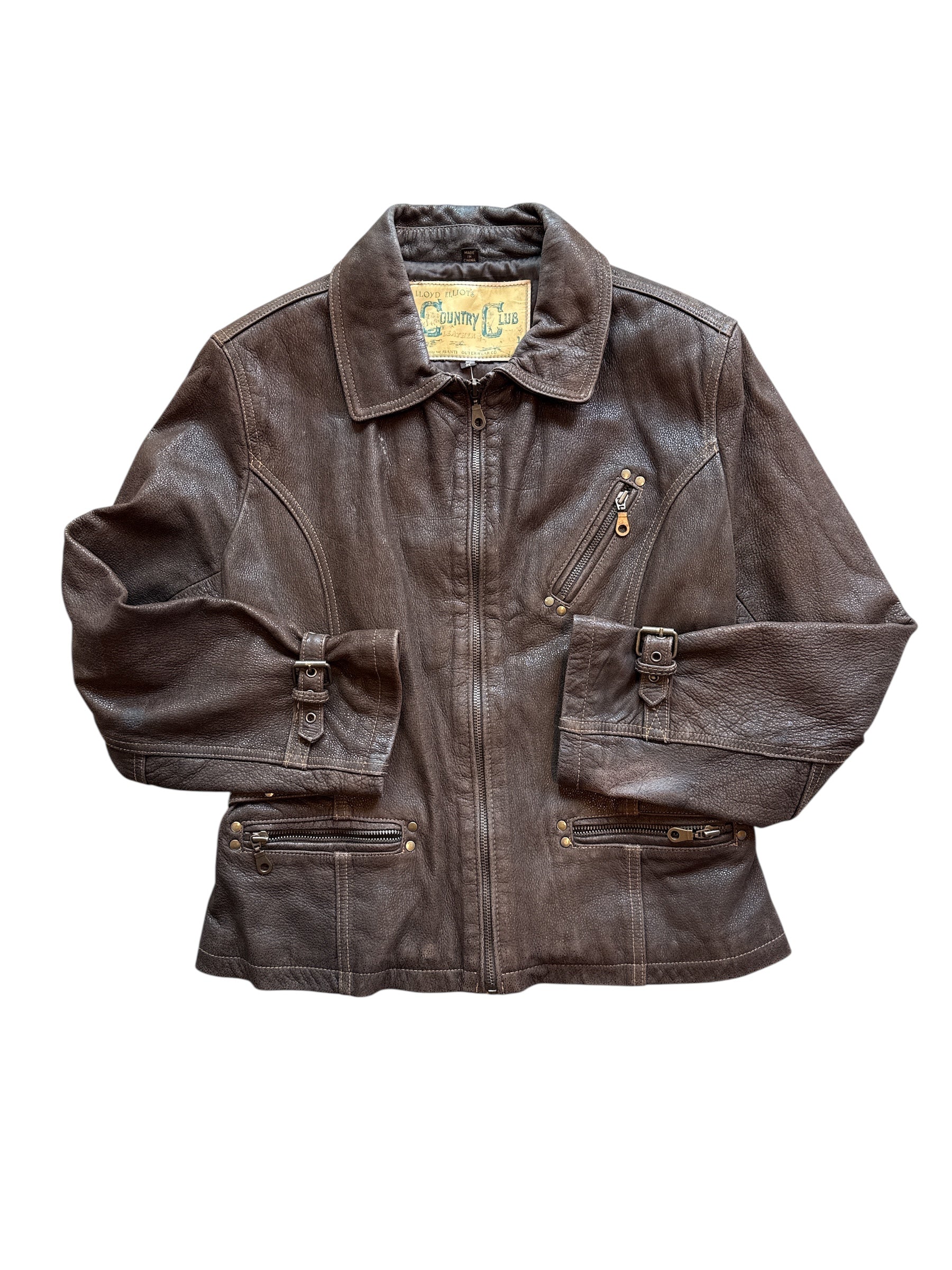 brown country club genuine leather jacket, m