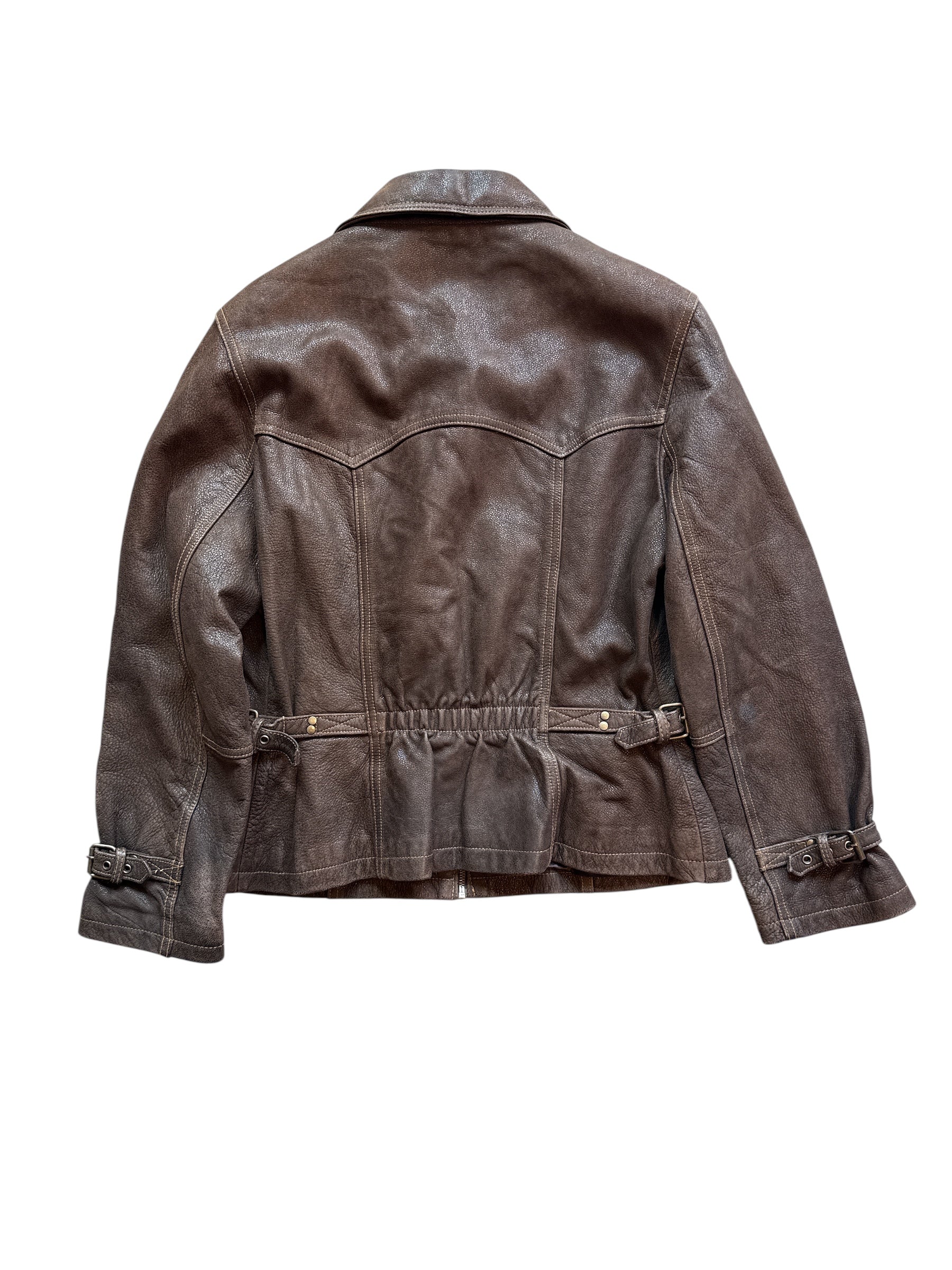 brown country club genuine leather jacket, m