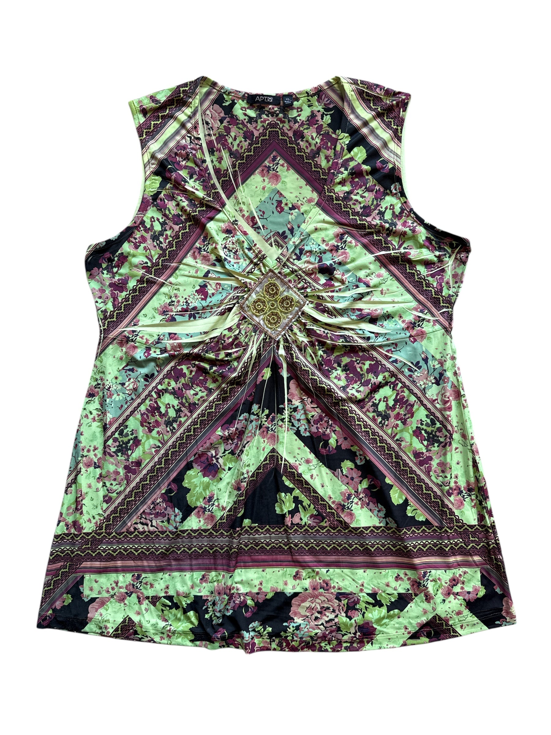 green apt 9 creased tank, xl