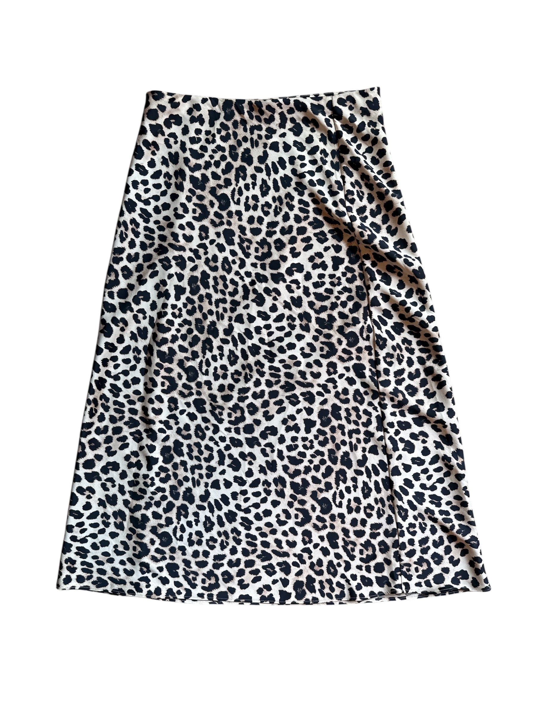 Black beige zara Leopard satin maxi skirt, S