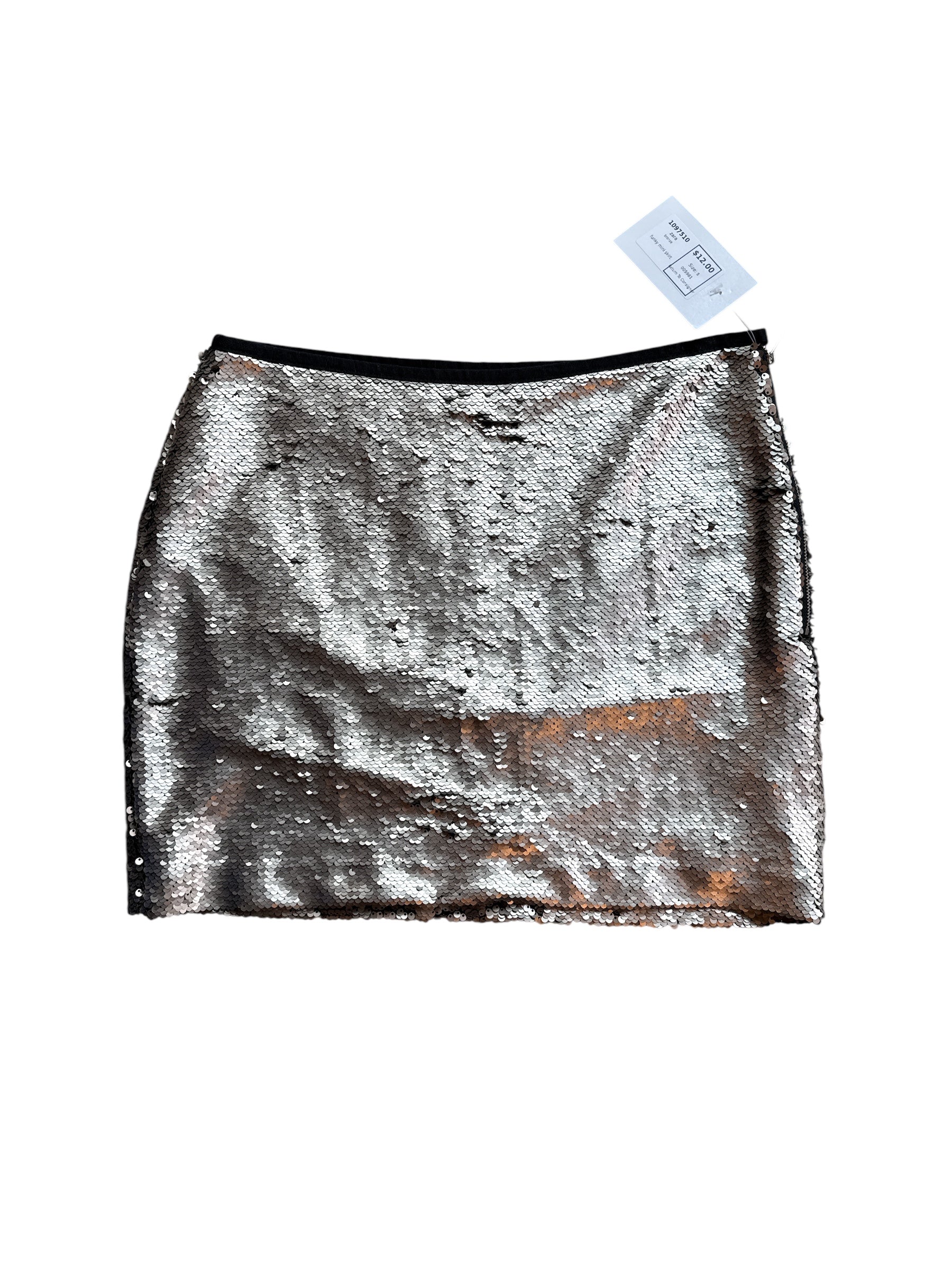 bronze zara funky mini skirt, s