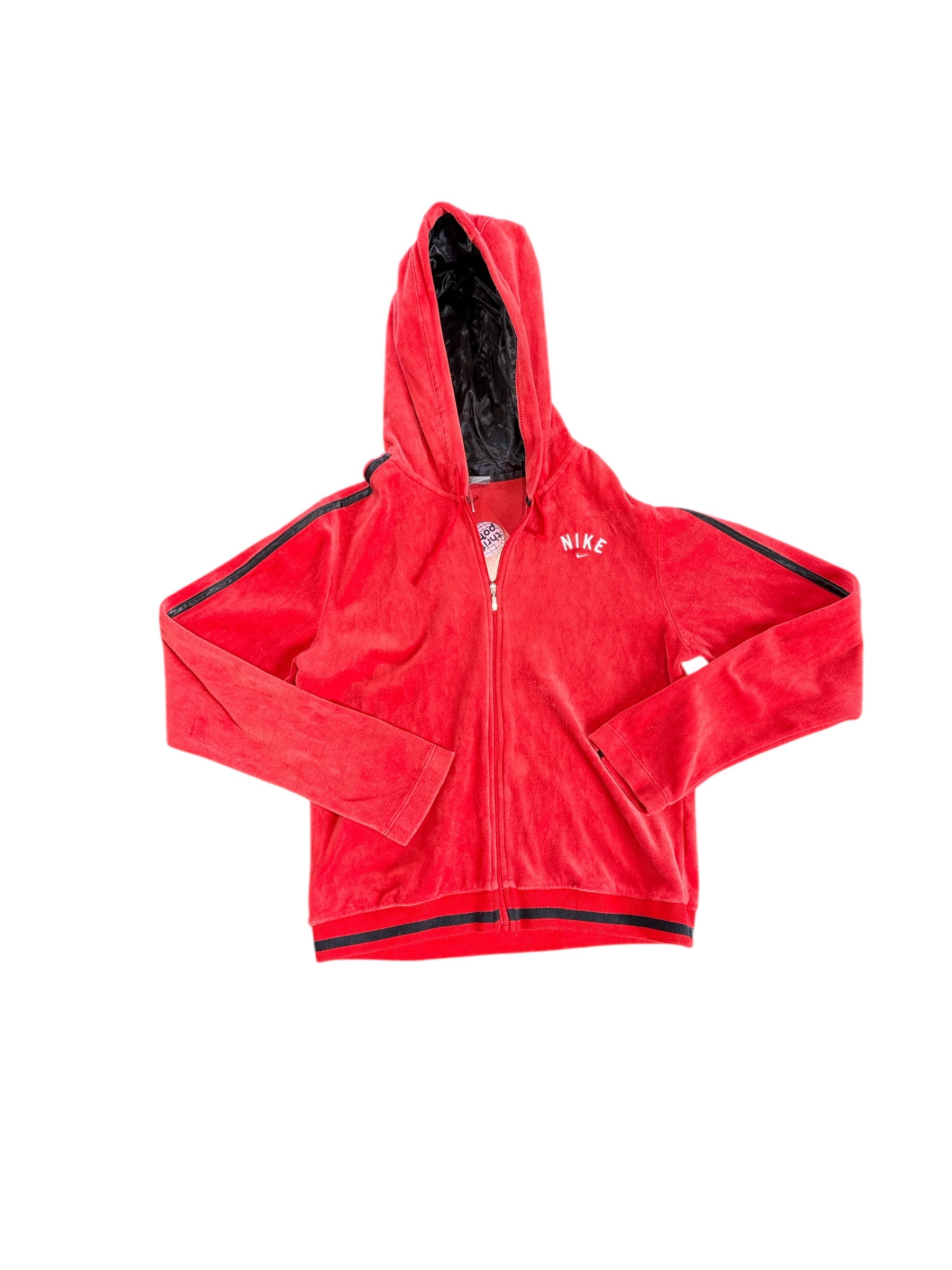 orange nike branded terry cloth zip up, Y L (fits like XS)