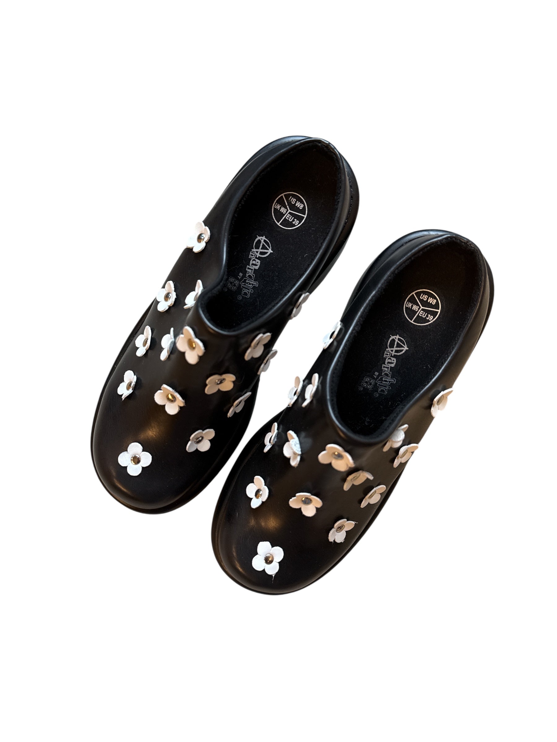 black white anarchic platform flower mules, 8