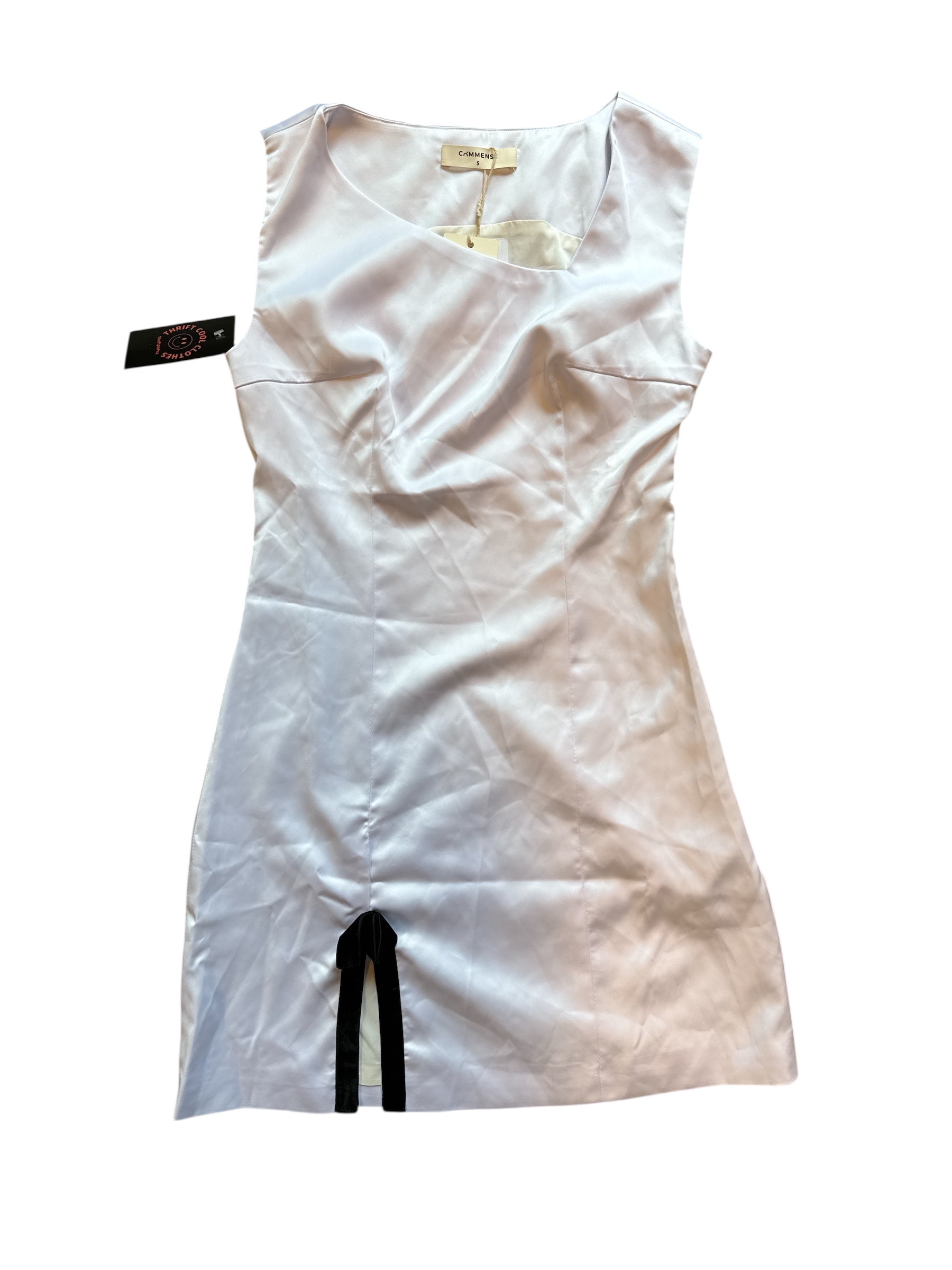 white and black commense cutie dress with bow slit, S