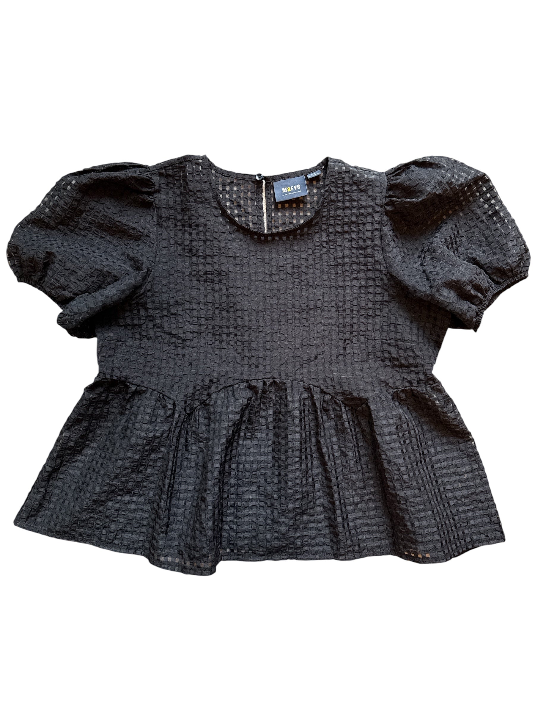 black maeve gingham print babydoll top, large