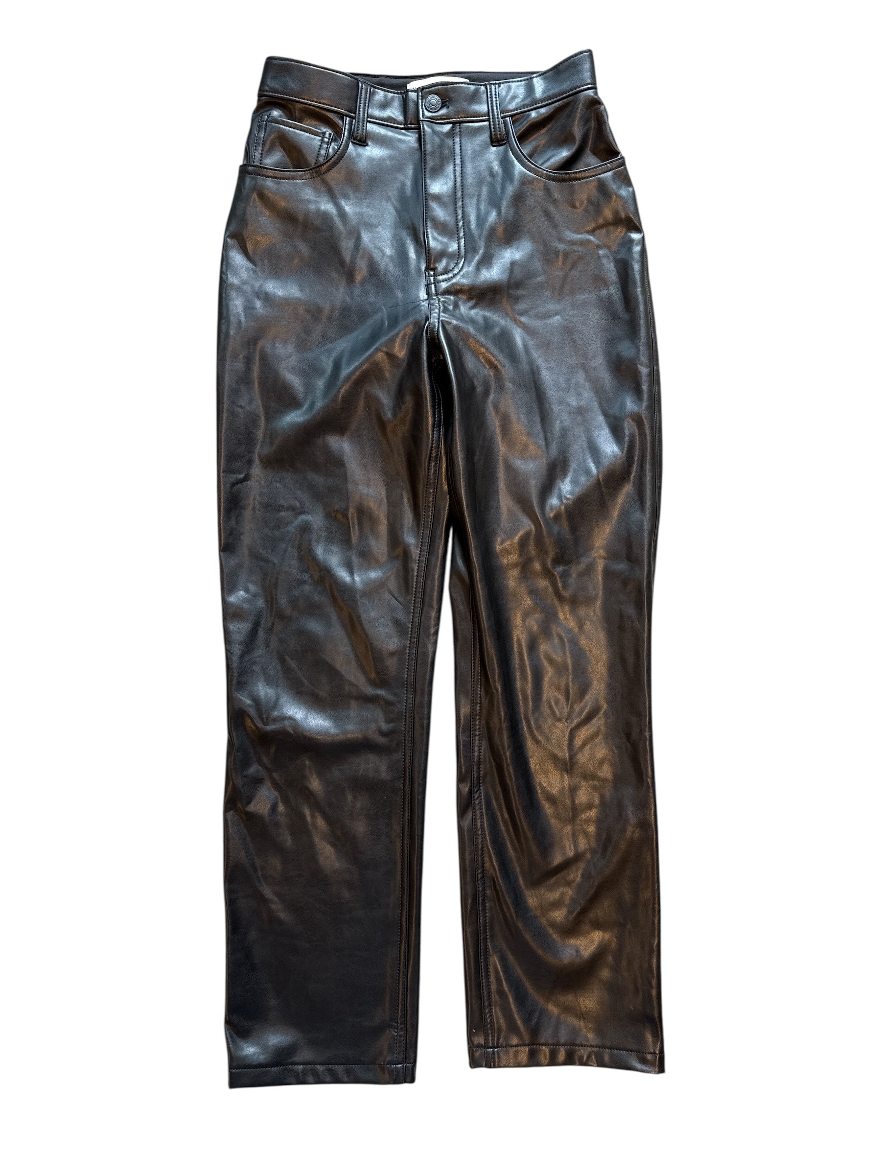 black abercrombie & fitch pleather stright legged pants, 27