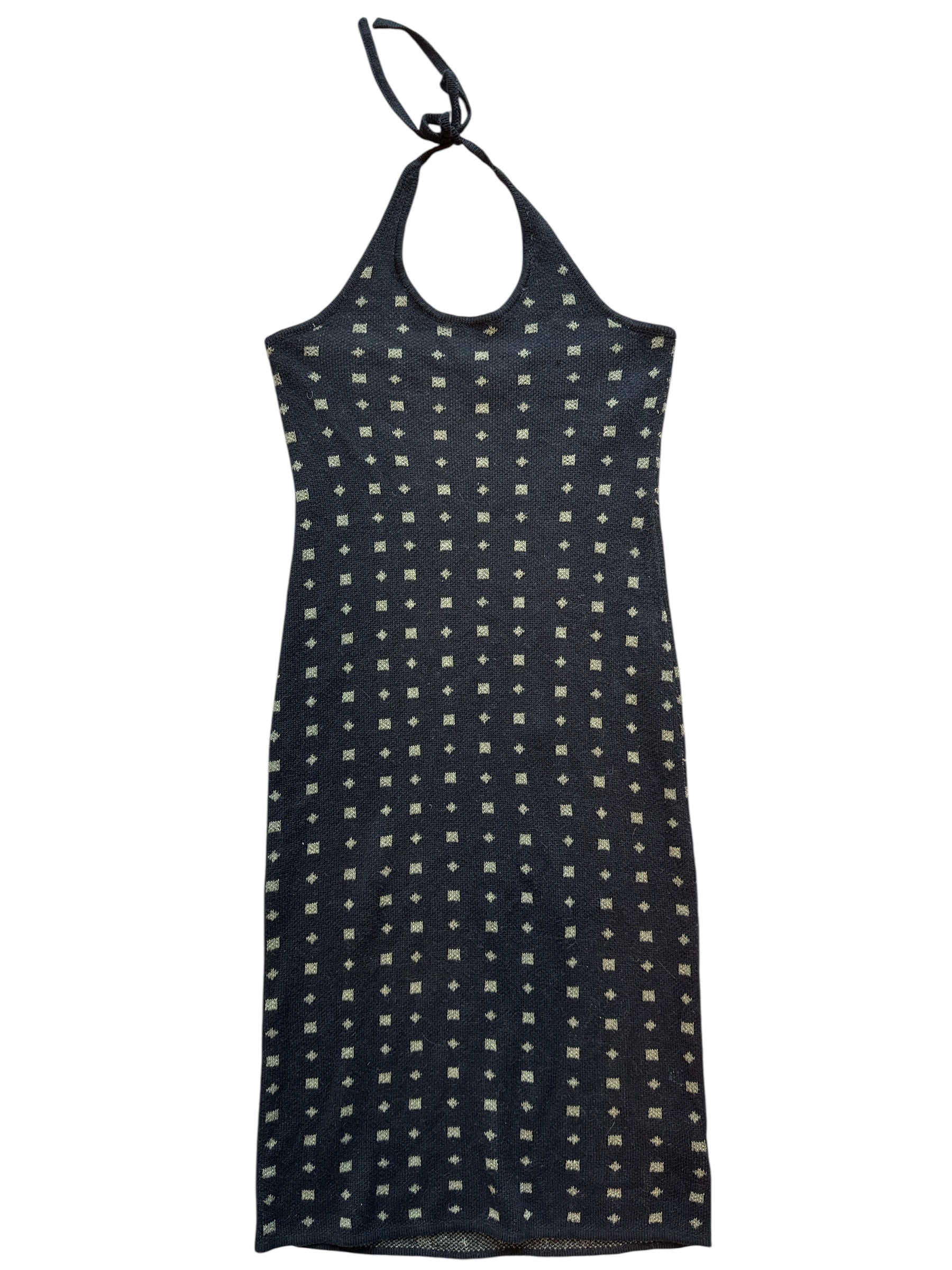 black callahan knit maxi halter dress, S