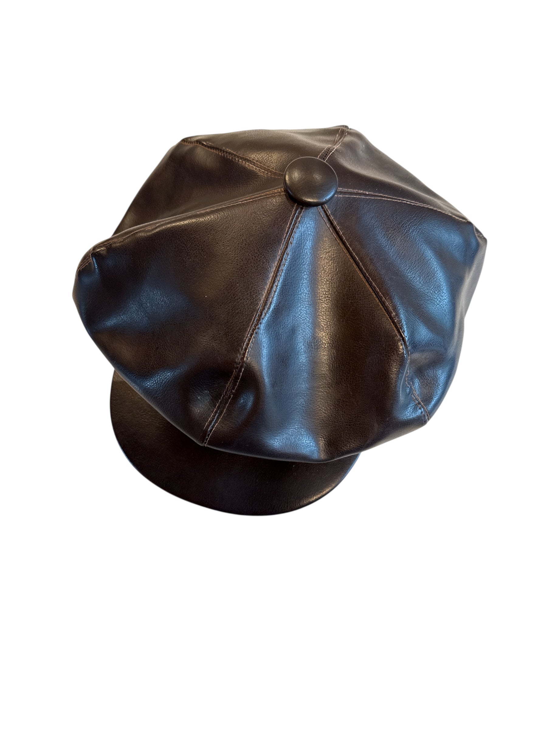 brown  pleather cabbie hat, xl
