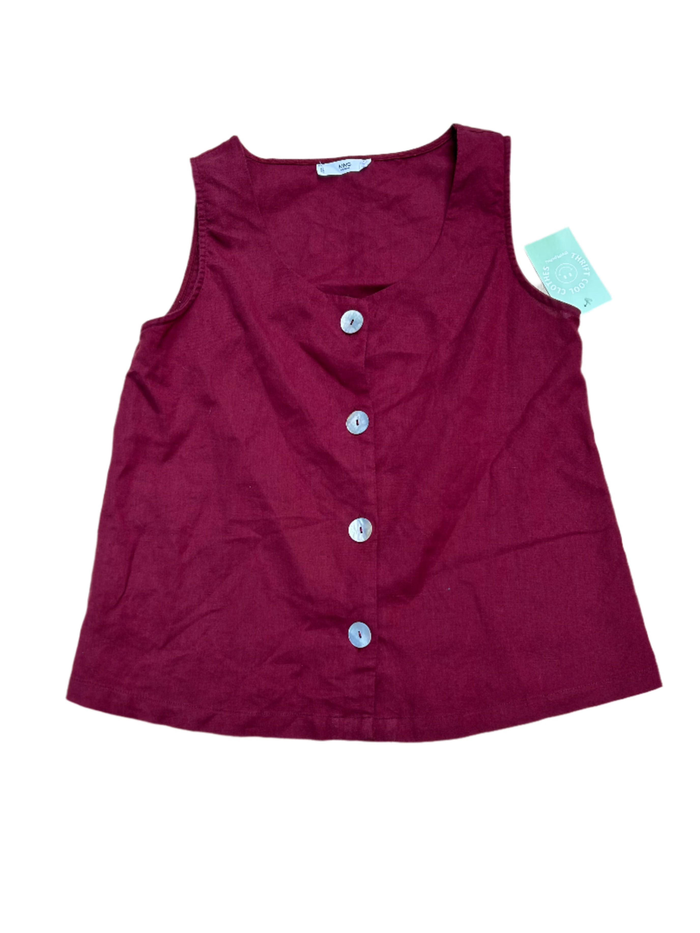 red MNG button up tank, s