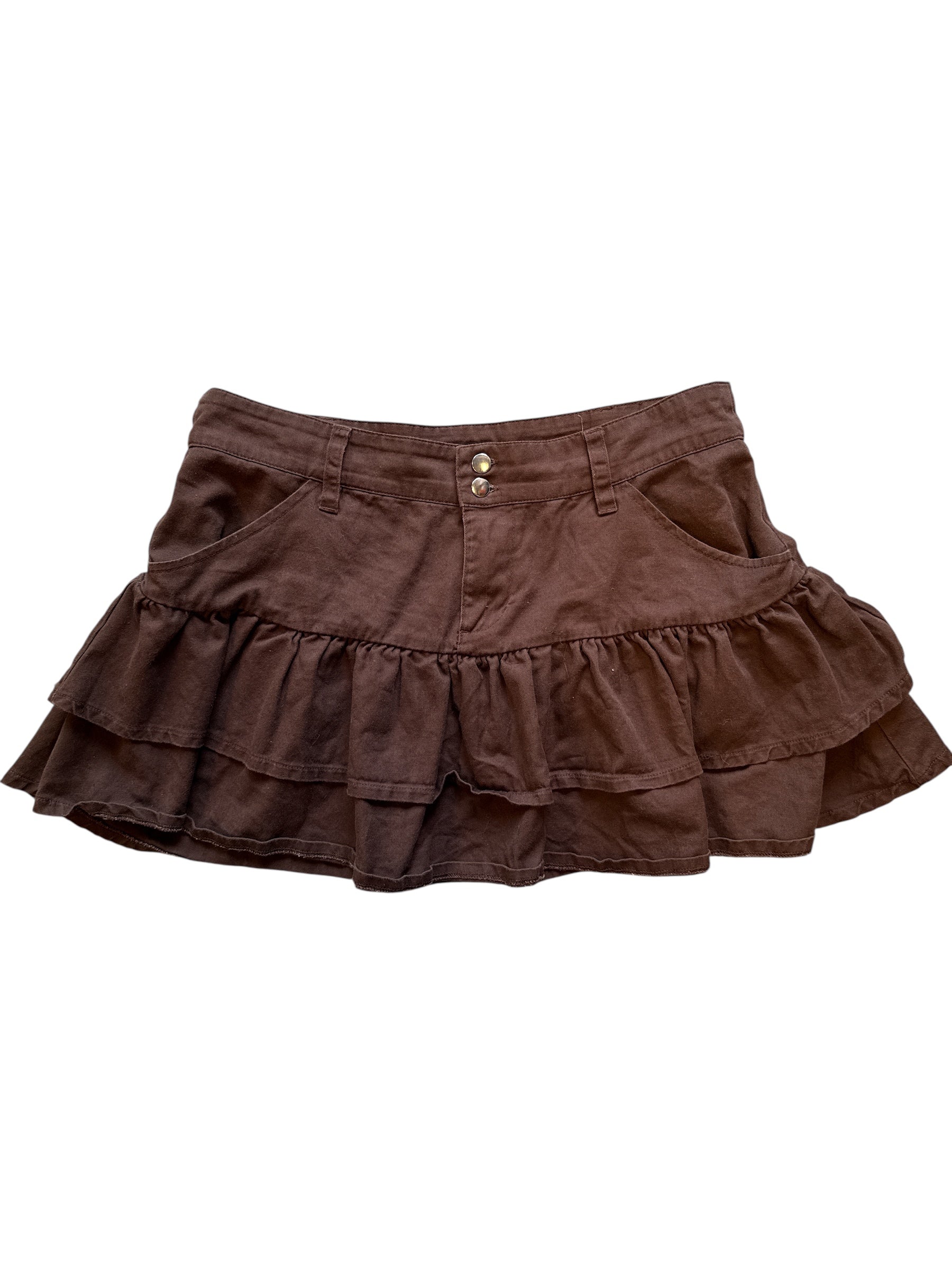 Brown Social collision Dropwaist skirt, L