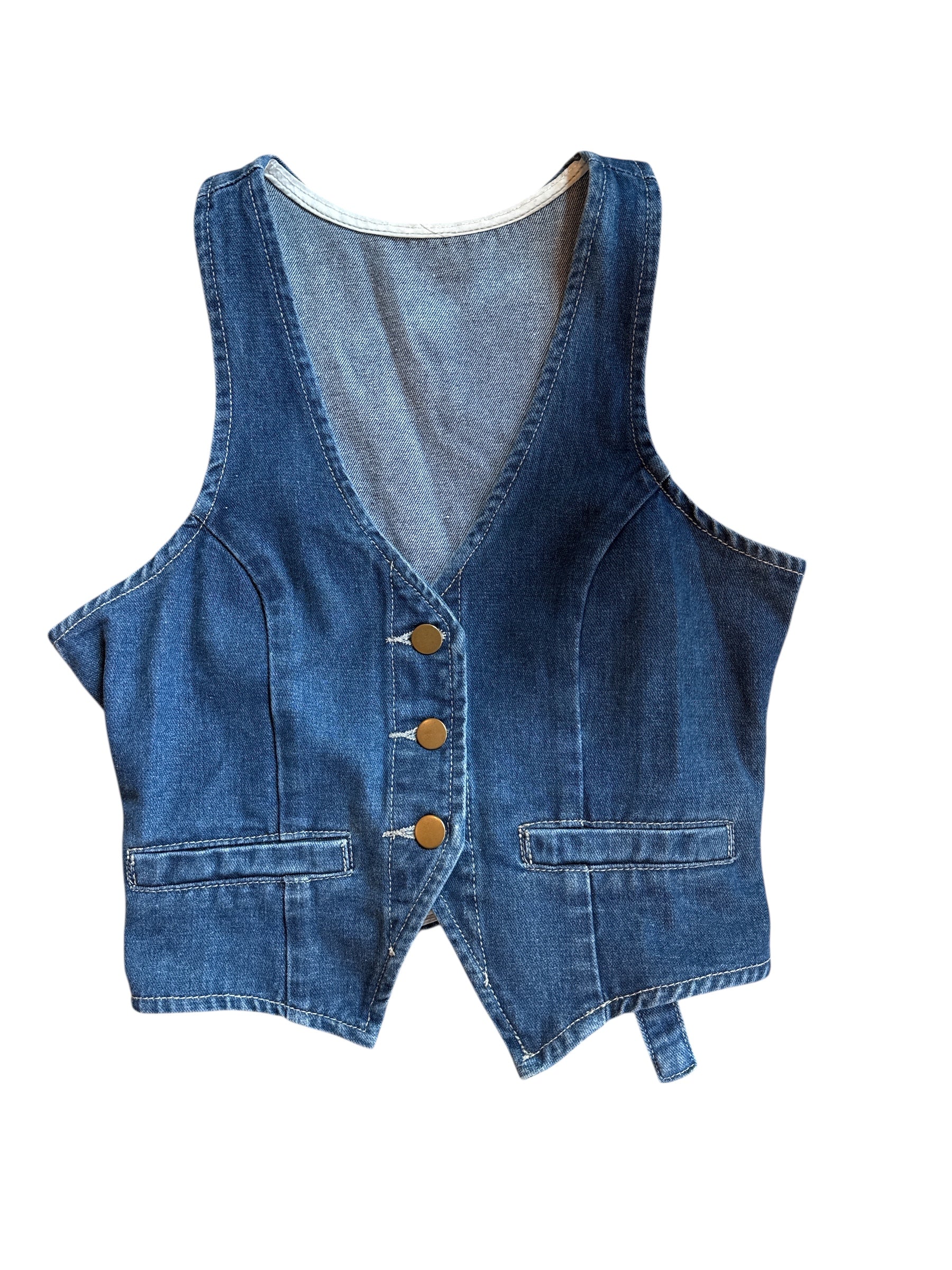 blue  denim vest, xs