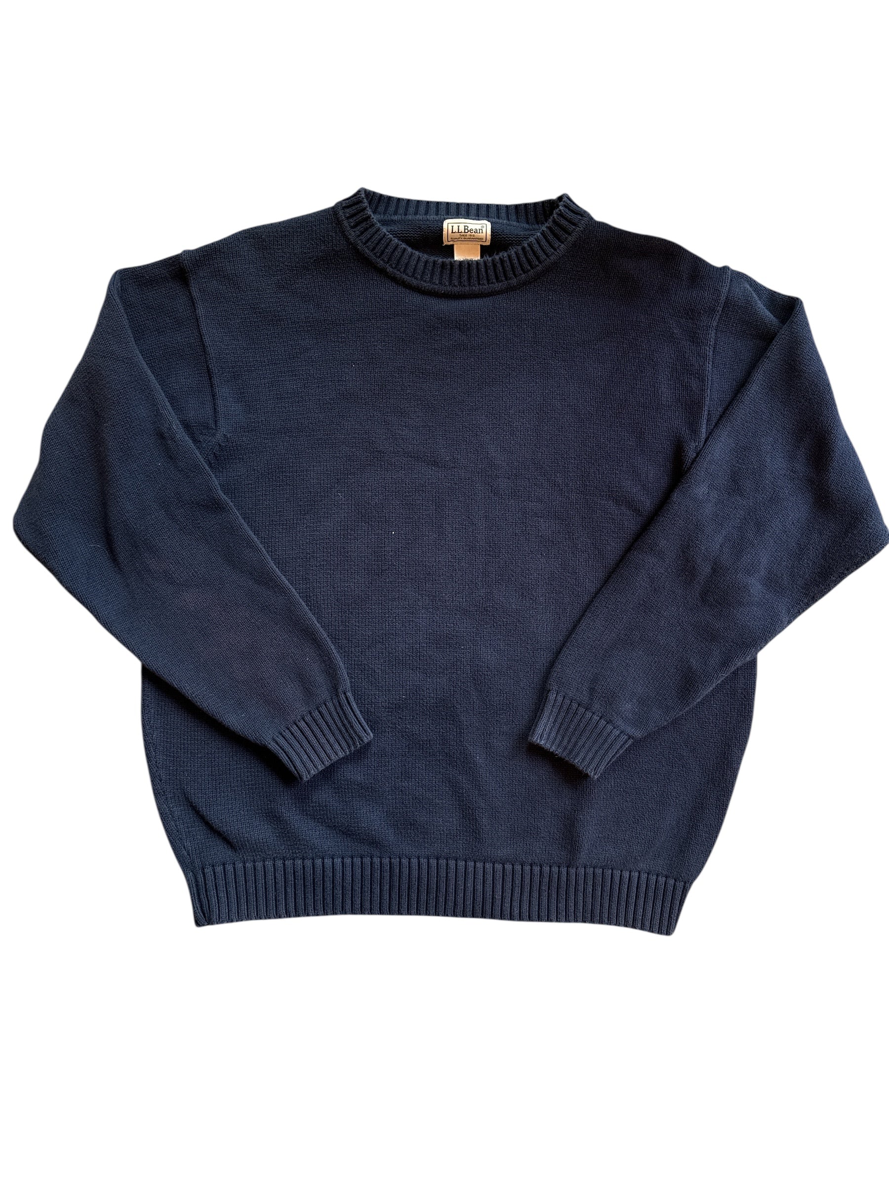 navy LL Bean crewneck sweater, L