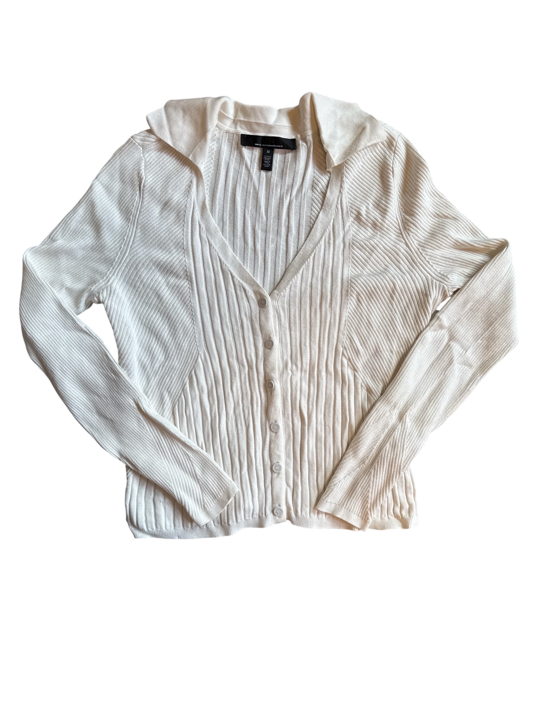White White house black market Thick ribbed button down, M