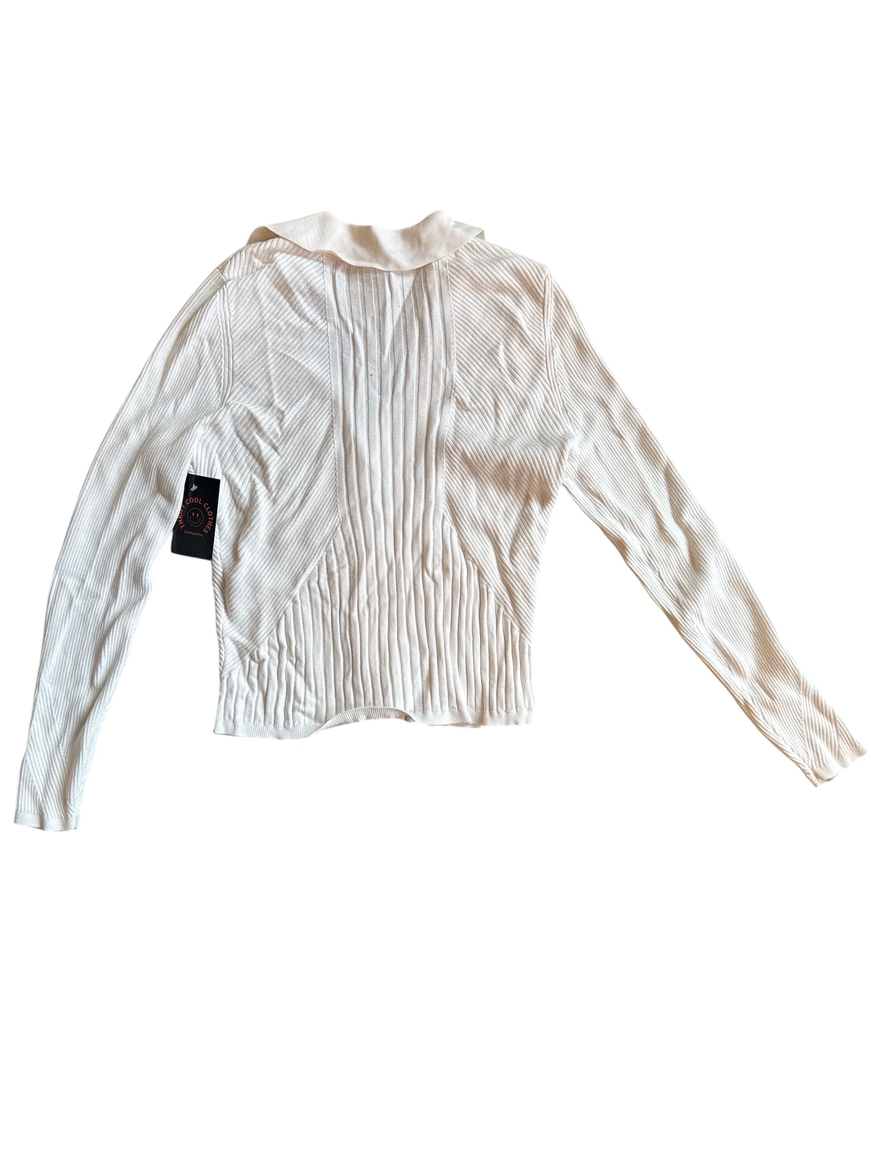 White White house black market Thick ribbed button down, M