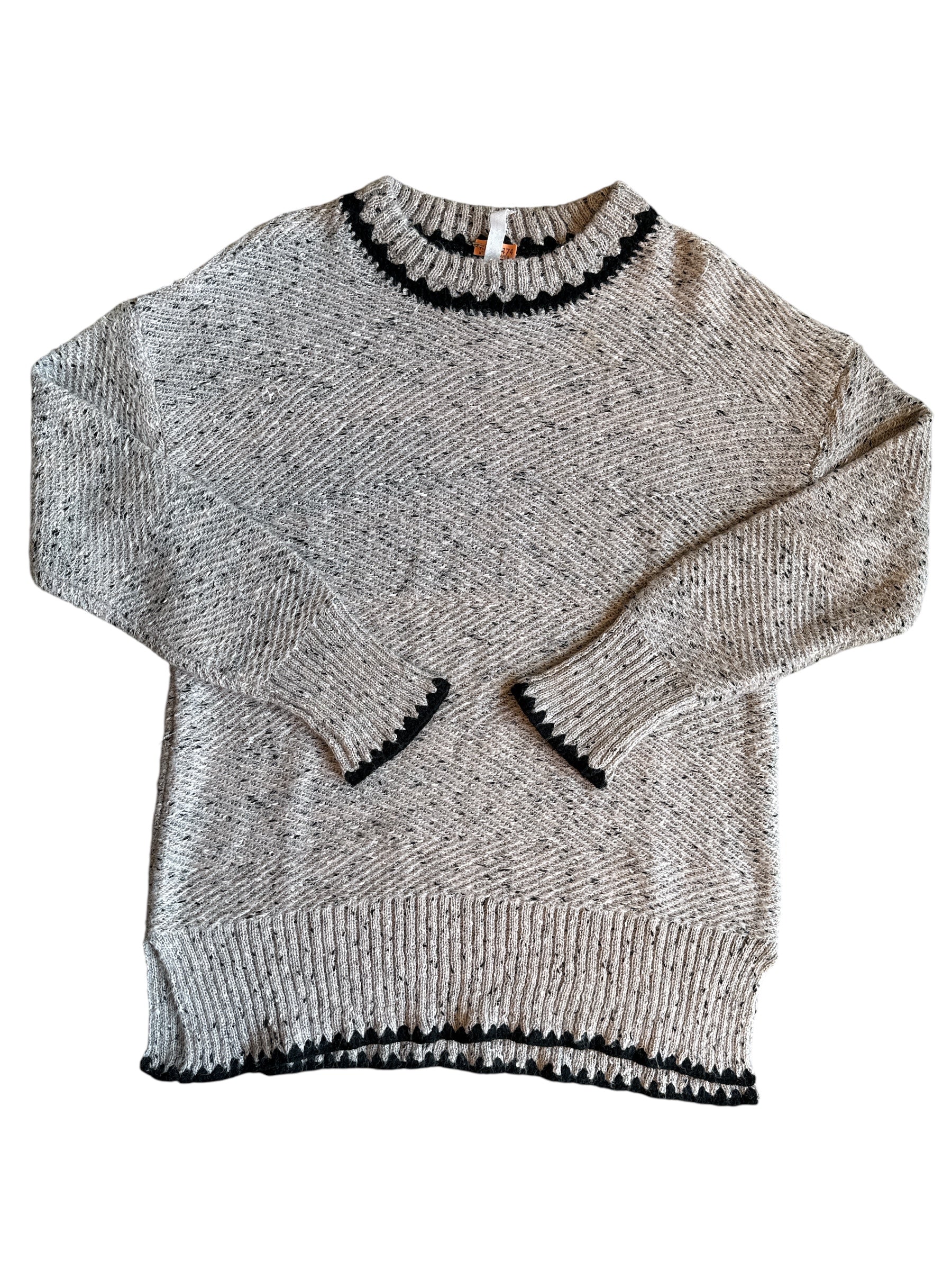 tan cable & gauge tunic sweater, L