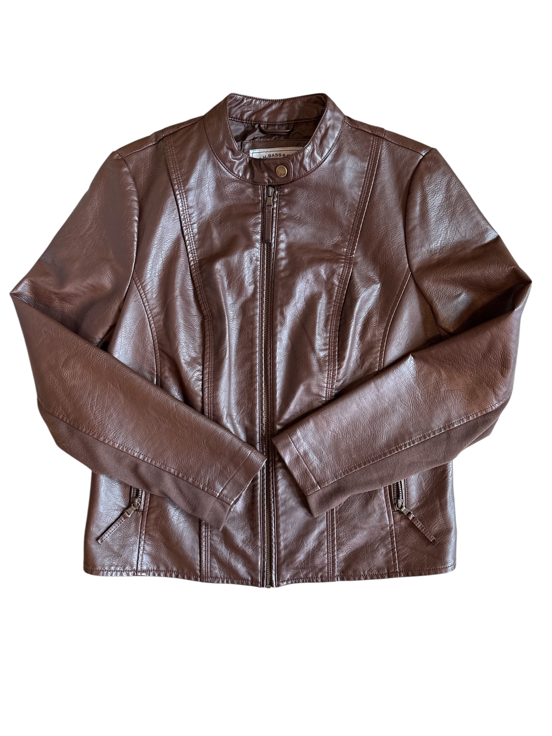 brown Bass faux leather jacket, L